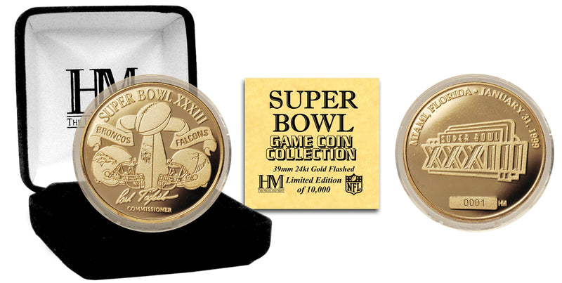 Highland Mint Super Bowl XXXIII 24kt Gold Flip Coin