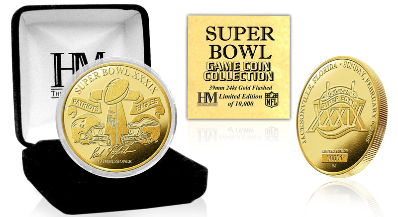 Highland Mint Super Bowl XXXIX 24kt Gold Flip Coin