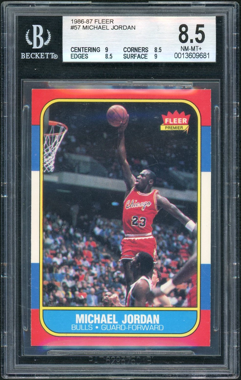 1986 Fleer #57 Michael Jordan  Rookie  Beckett 8.5 0013609681