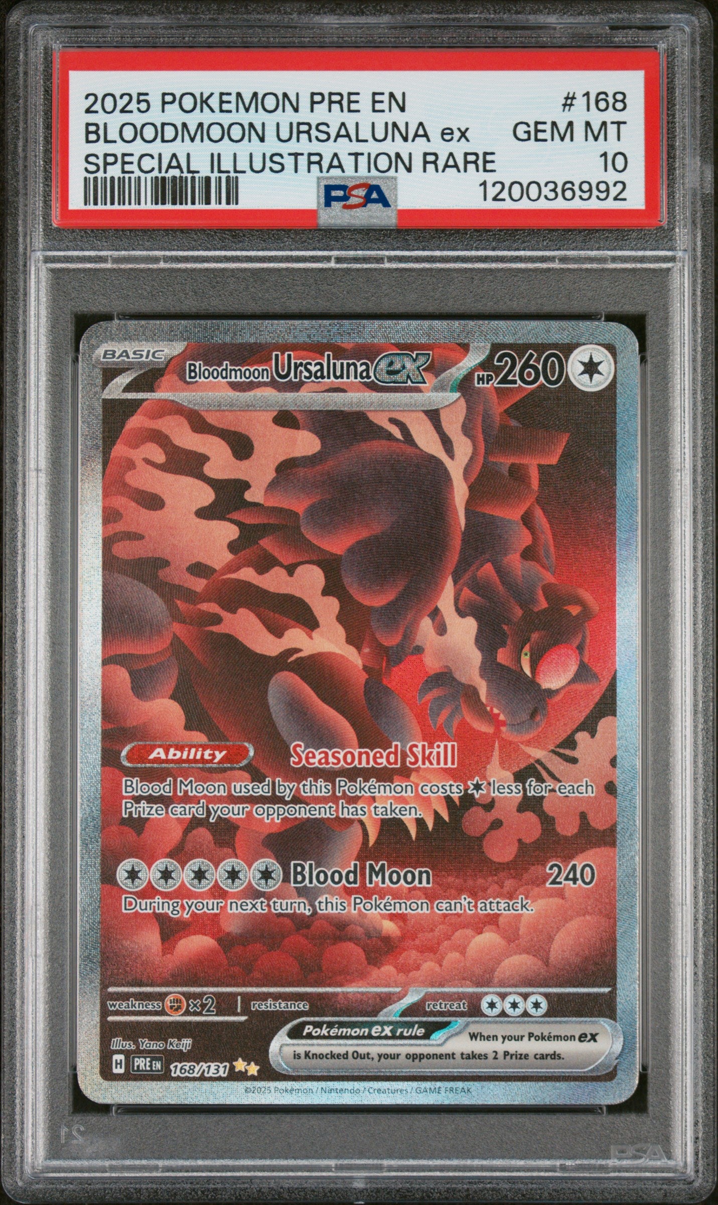 2025 Pokemon EX #168/131 Bloodmoon Ursaluna ex Special Illustration Rare PSA 10