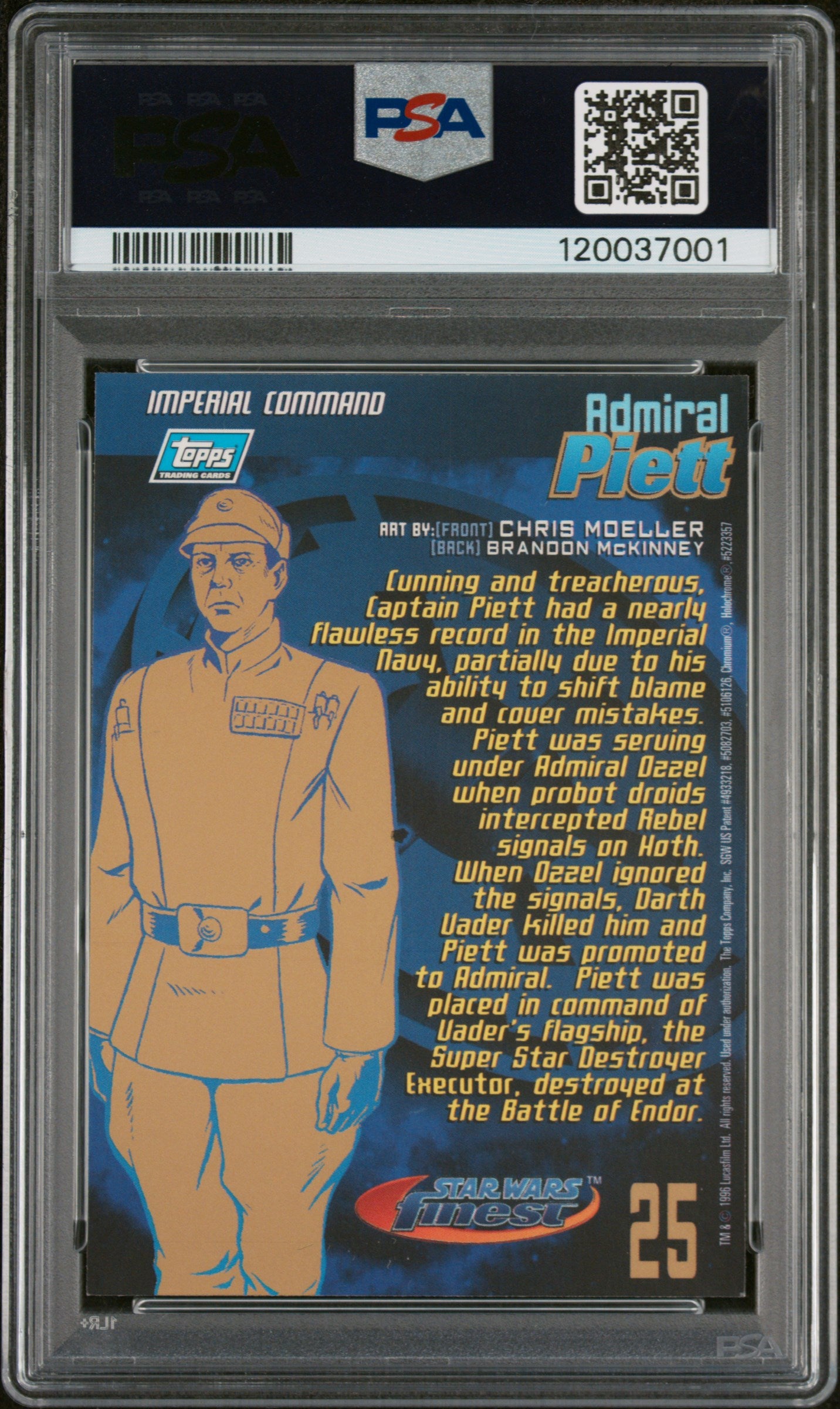 1996 Topps Star Wars Finest Refractor Admiral Piett #25 PSA 9