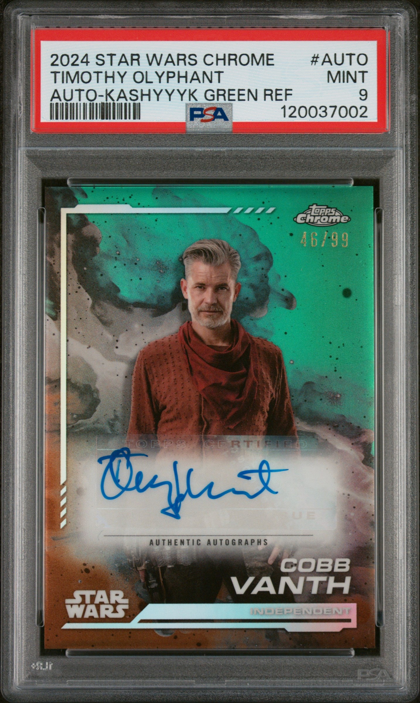 2024 Topps Chrome #AUTO Timothy Olyphant /99 Auto PSA 9