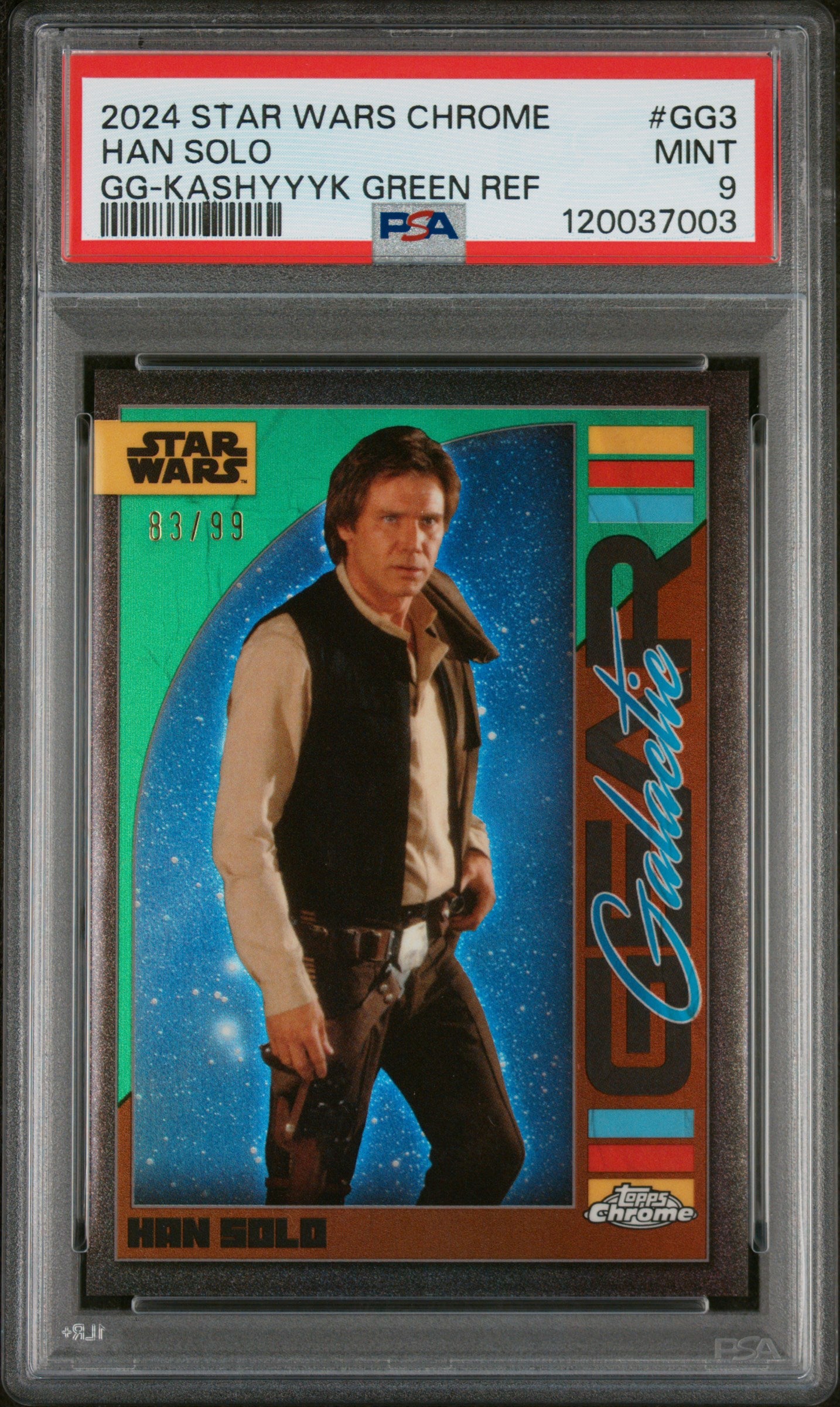 2024 Chrome #GG-3 Han Solo Galactic Gear /99 PSA 9