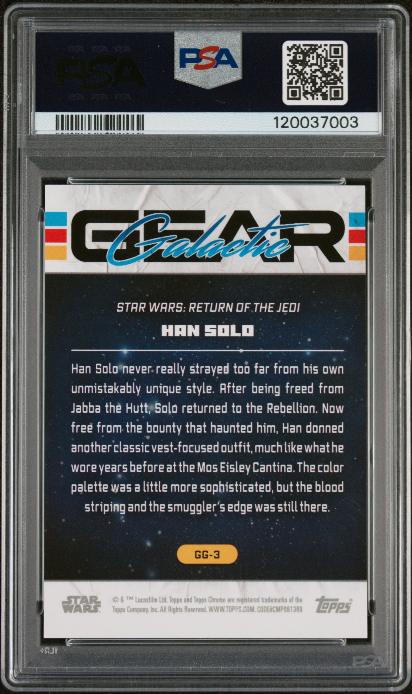2024 Chrome #GG-3 Han Solo Galactic Gear /99 PSA 9