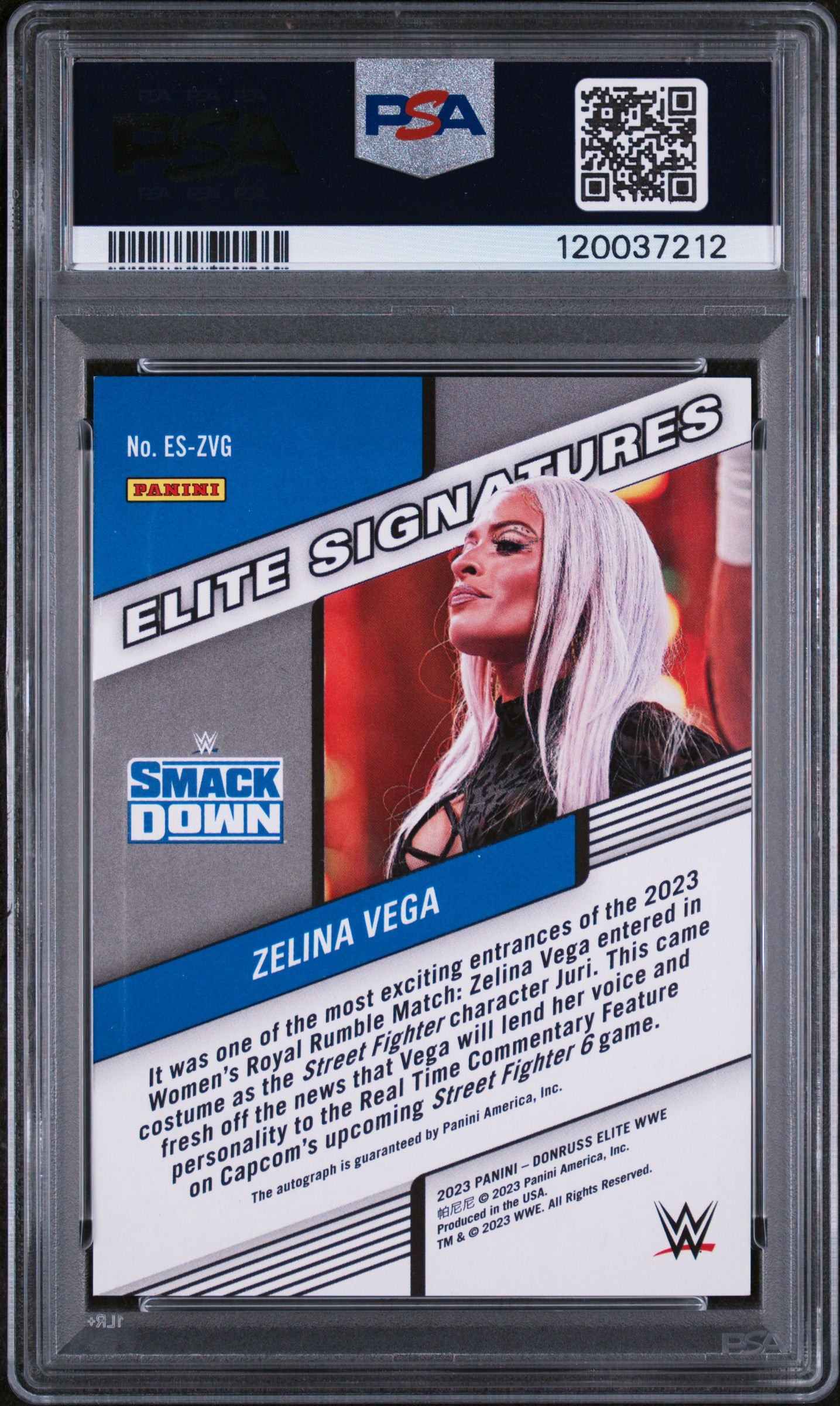 2023 Panini Donruss Elite WWE Signatures Gold Zelina Vega #ES-ZVG Auto /10 PSA 9