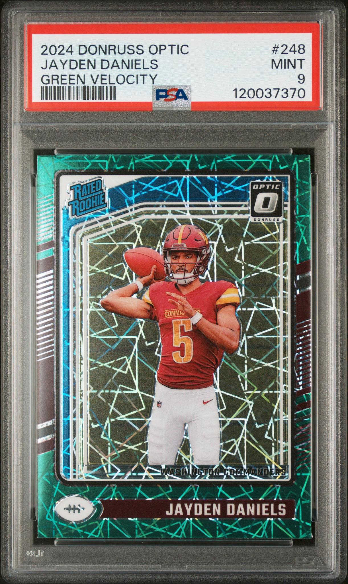 2024 Donruss Optic Rated Rookie Green Velocity Jayden Daniels #248 PSA 9