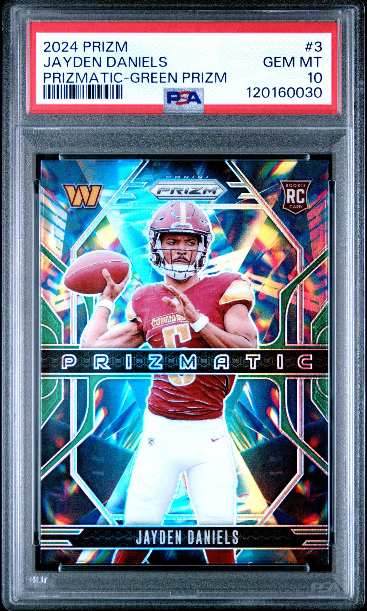 2024 Panini Prizm Prizmatic Green Prizm Jayden Daniels #3 PSA 10