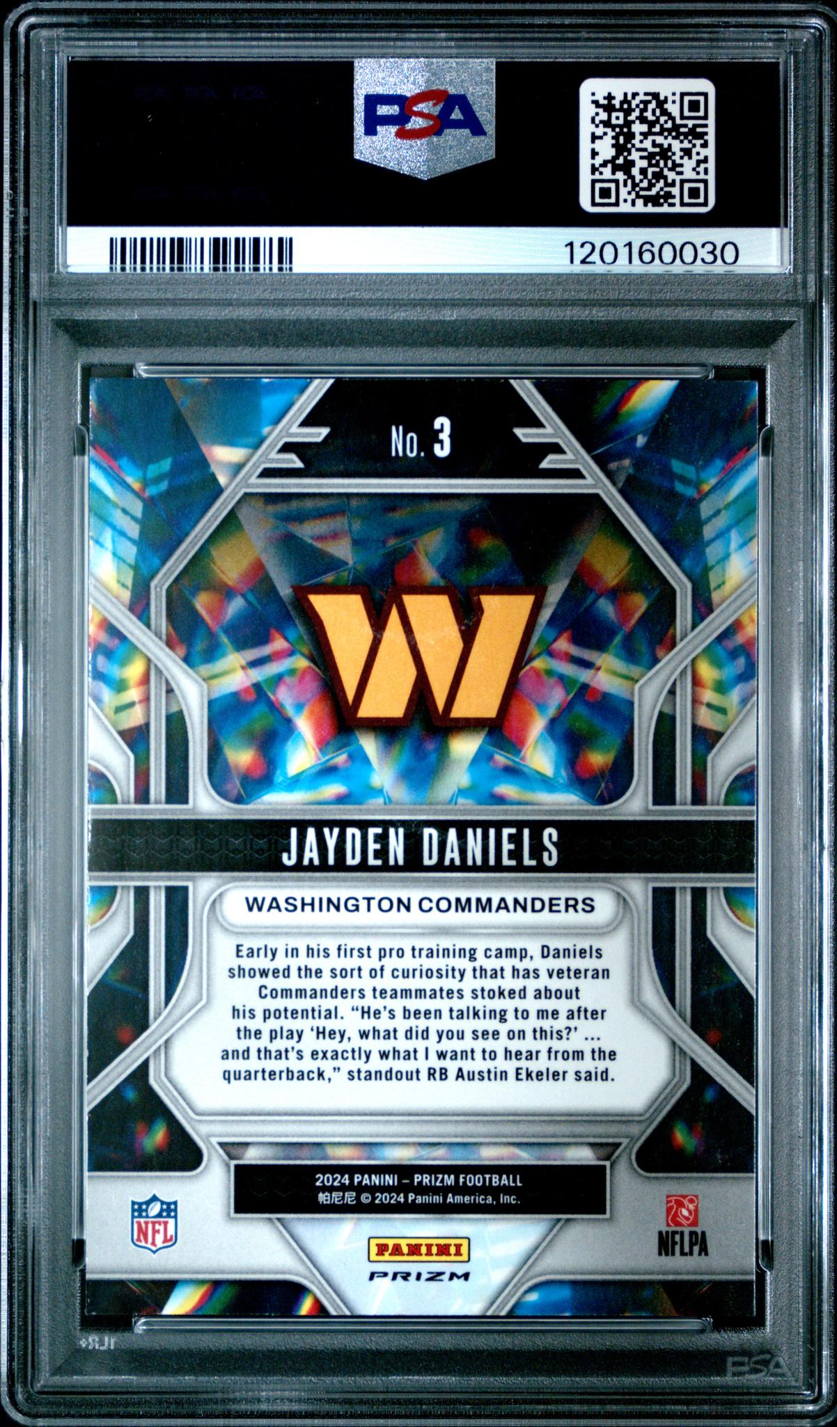 2024 Panini Prizm Prizmatic Green Prizm Jayden Daniels #3 PSA 10