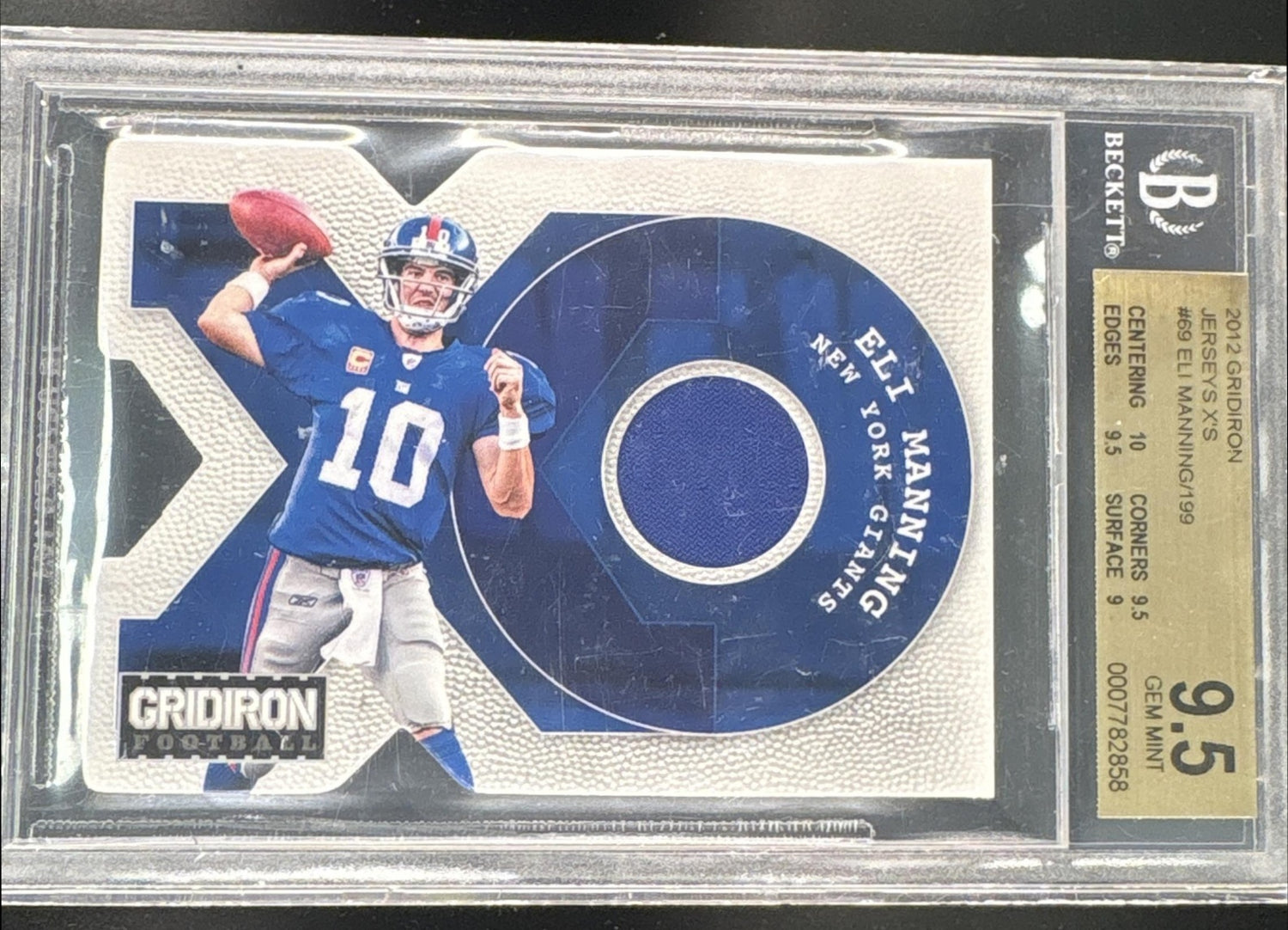 2012 Gridiron #69 Eli Manning Jerseys X's /199 BGS 9.5