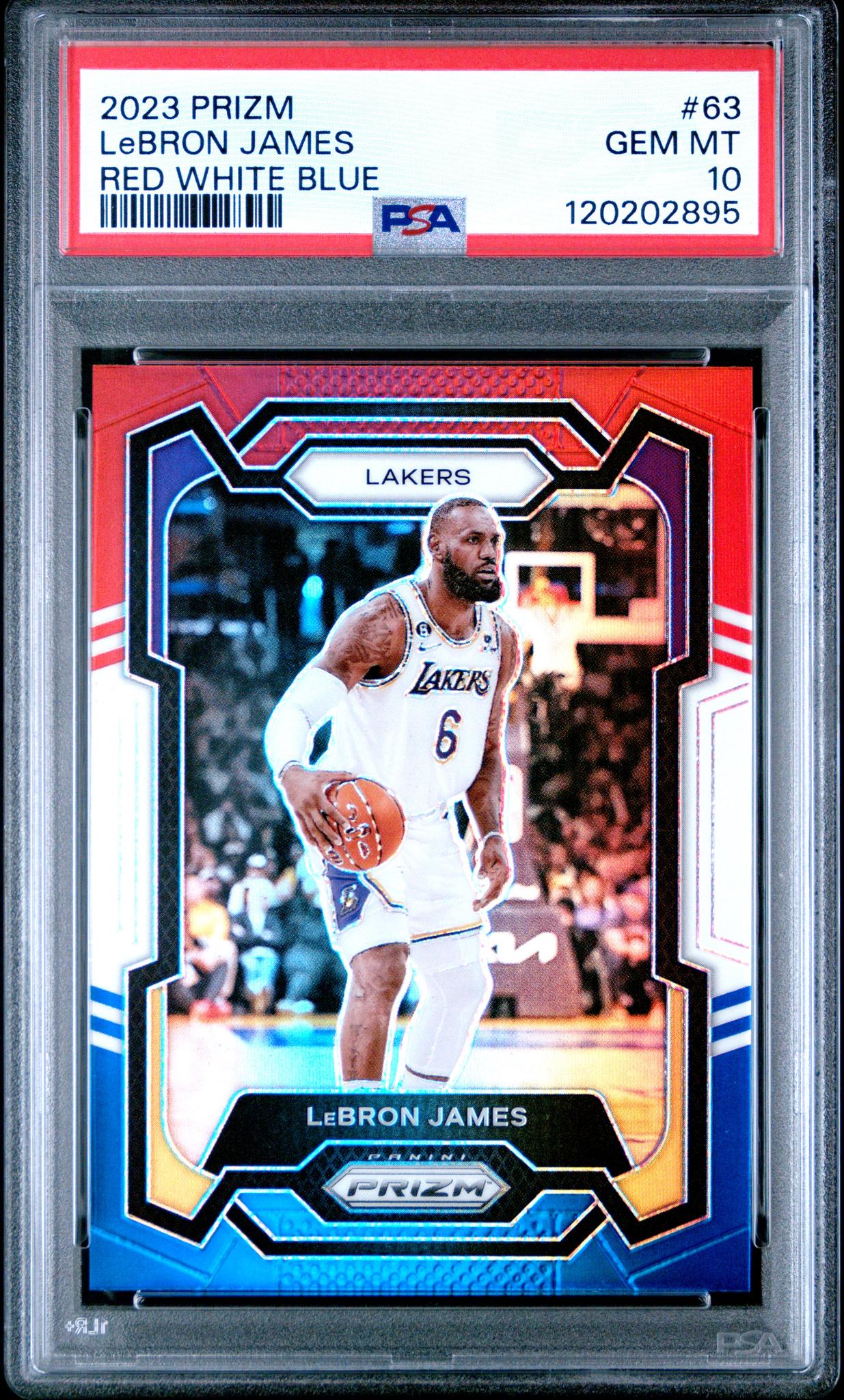 2023 Panini Prizm Red White and Blue LeBron James #63 PSA 10
