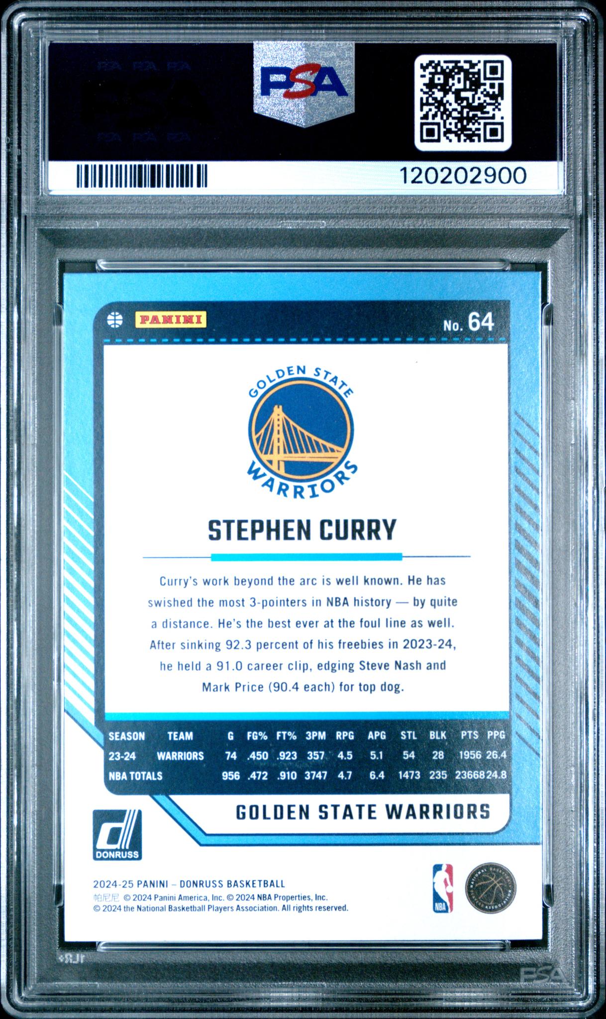 2024 Panini Donruss Winter Stephen Curry #64 PSA 9