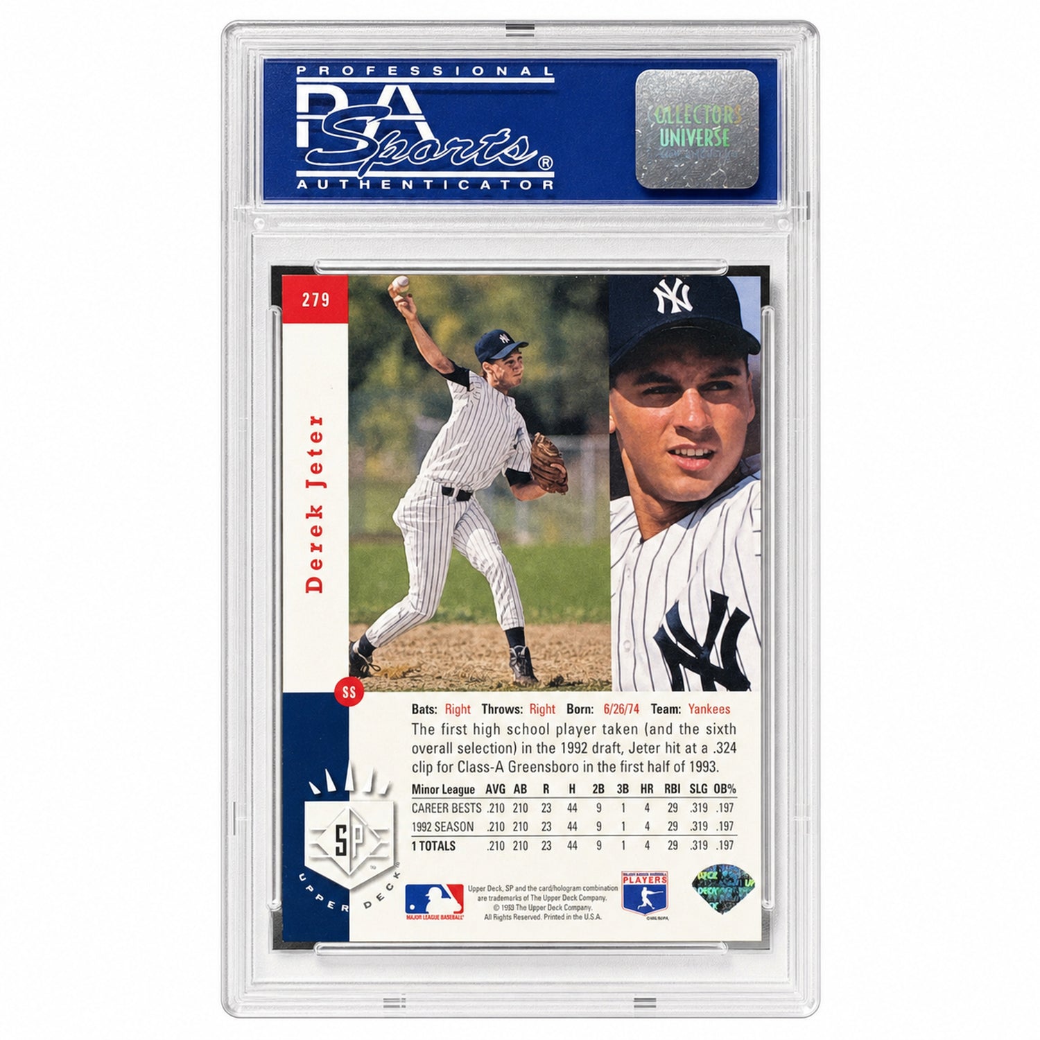 1993 SP Foil Derek Jeter #279 PSA 8