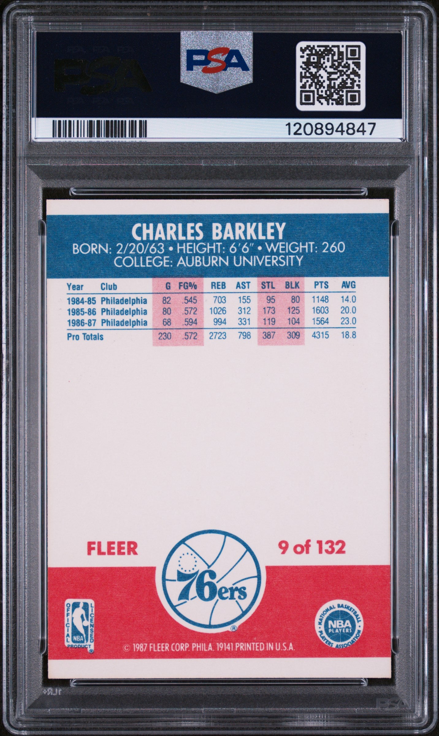 1987 Fleer Charles Barkley #9 PSA 9 (OC)