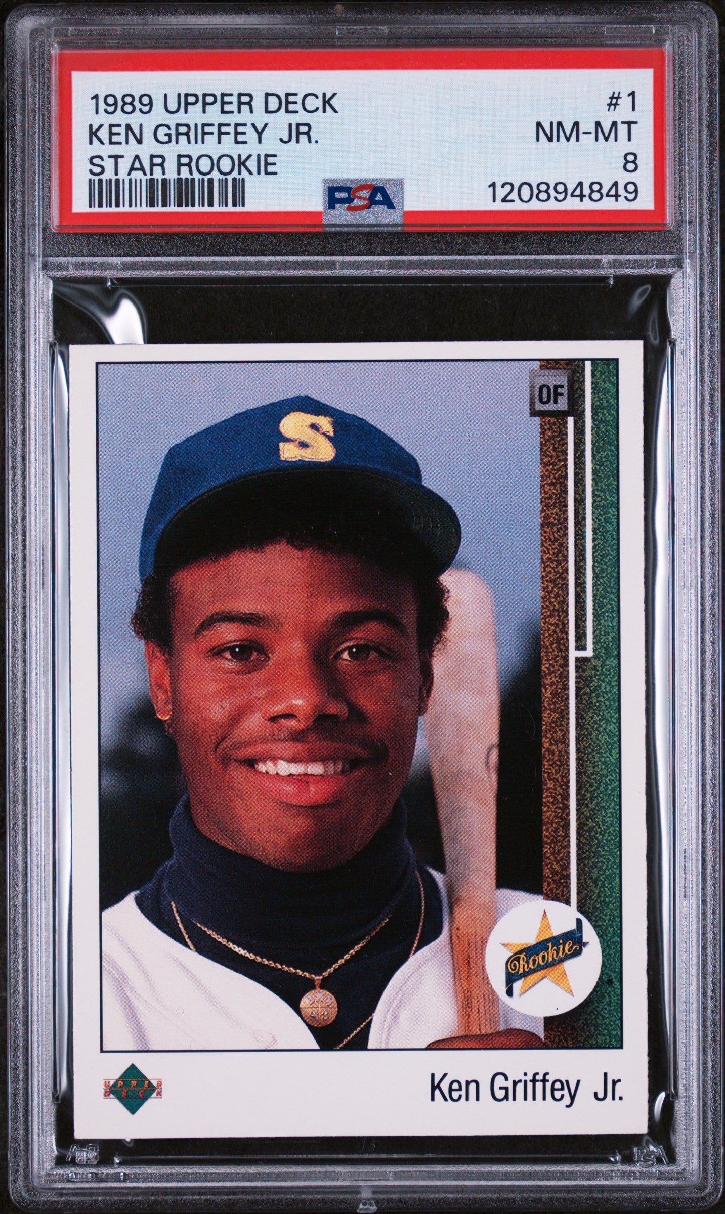 1989 Upper Deck Base Star Rookie Ken Griffey Jr. #1 RC PSA 8
