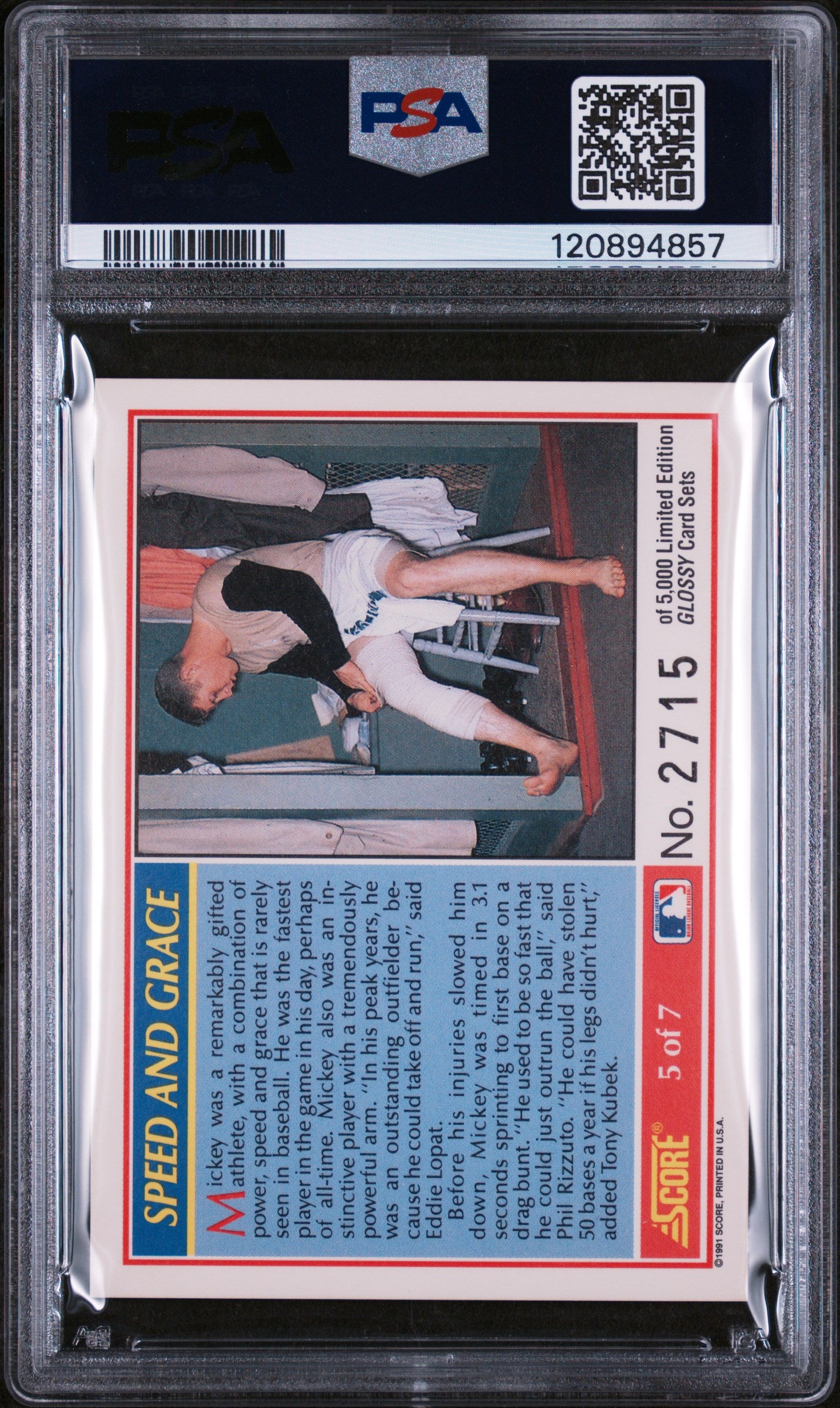 1991 Score #5 Mickey Mantle Speed and Grace /5000 PSA 10