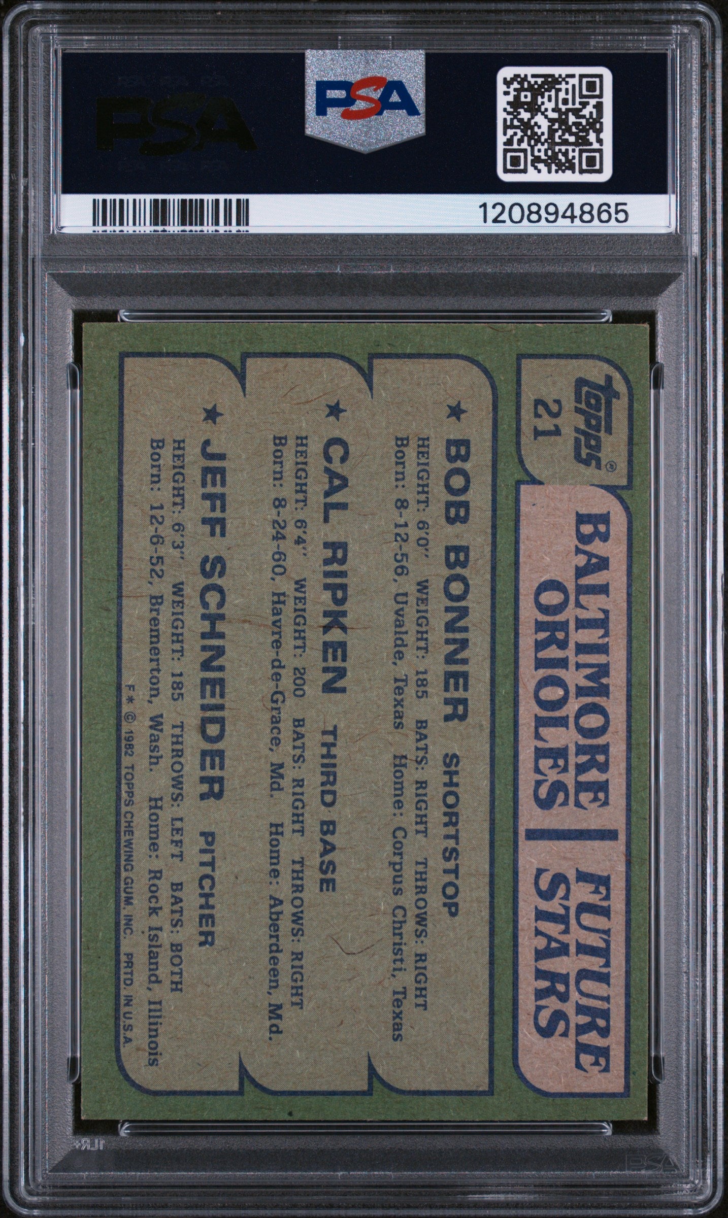 1982 Topps Future Stars Cal Ripken Jr #21 RC PSA 7