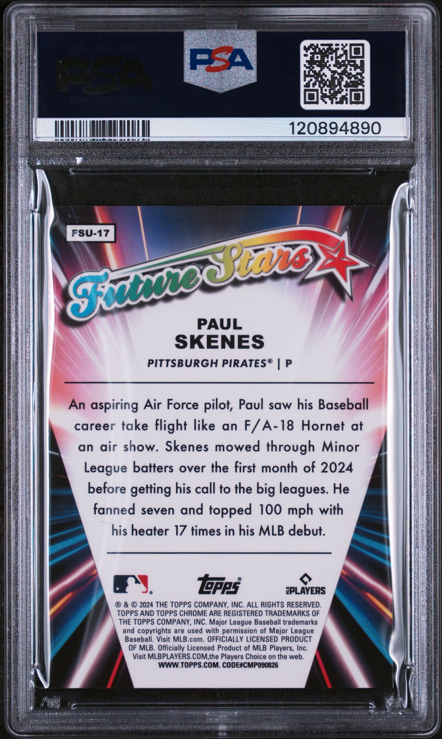 2024 Topps Chrome Update Future Stars Paul Skenes #FSU-17 RC PSA 10
