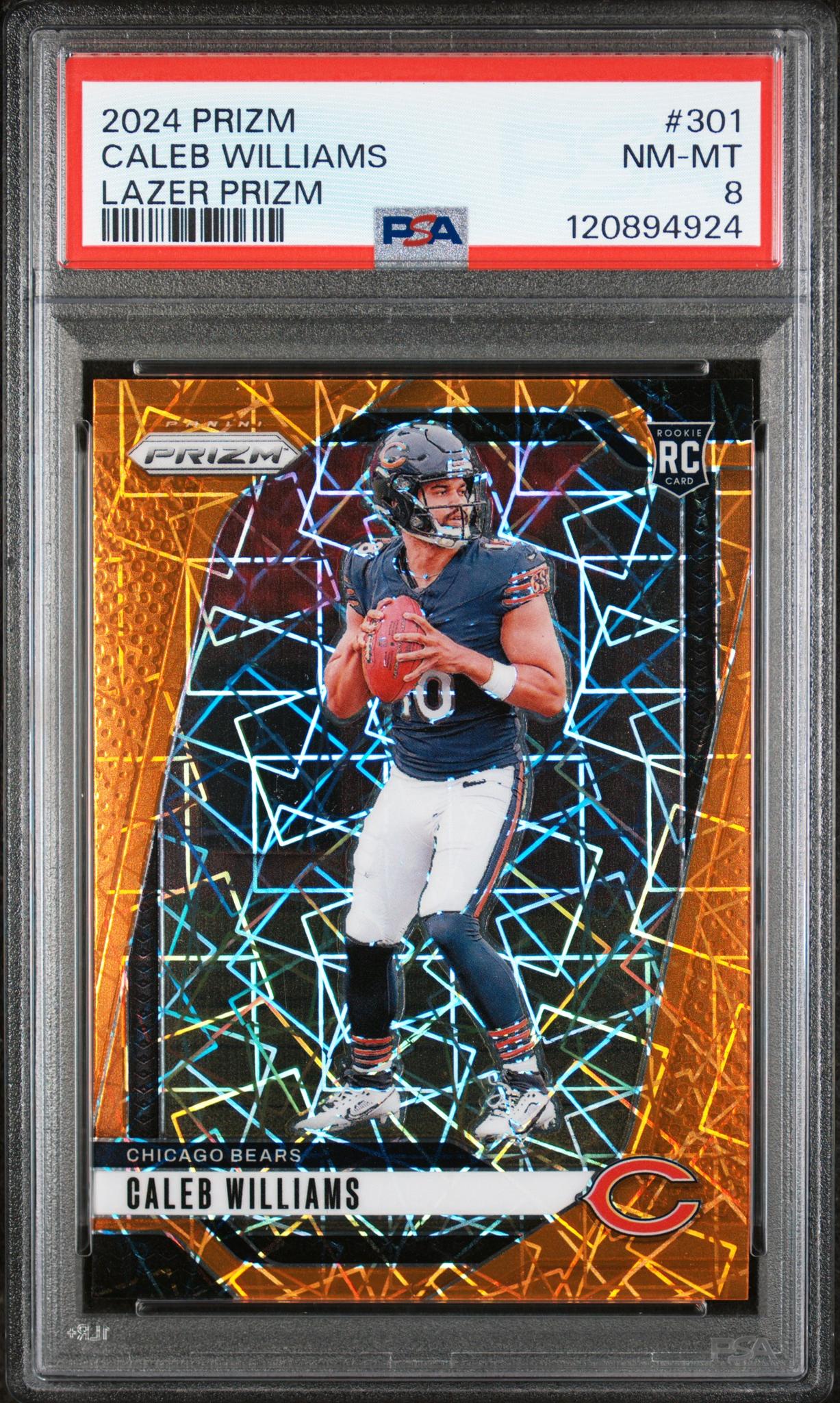 2024 Panini Prizm Lazer Prizm Caleb Williams #301 RC PSA 8