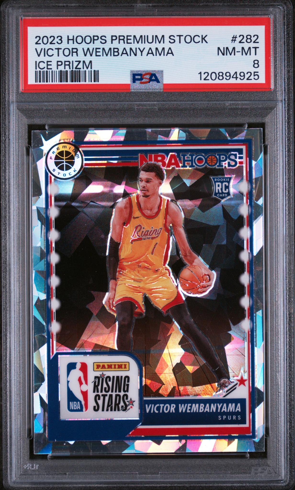 2023 Hoops Premium Stock #282 Victor Wembanyama Rising Stars PSA 8
