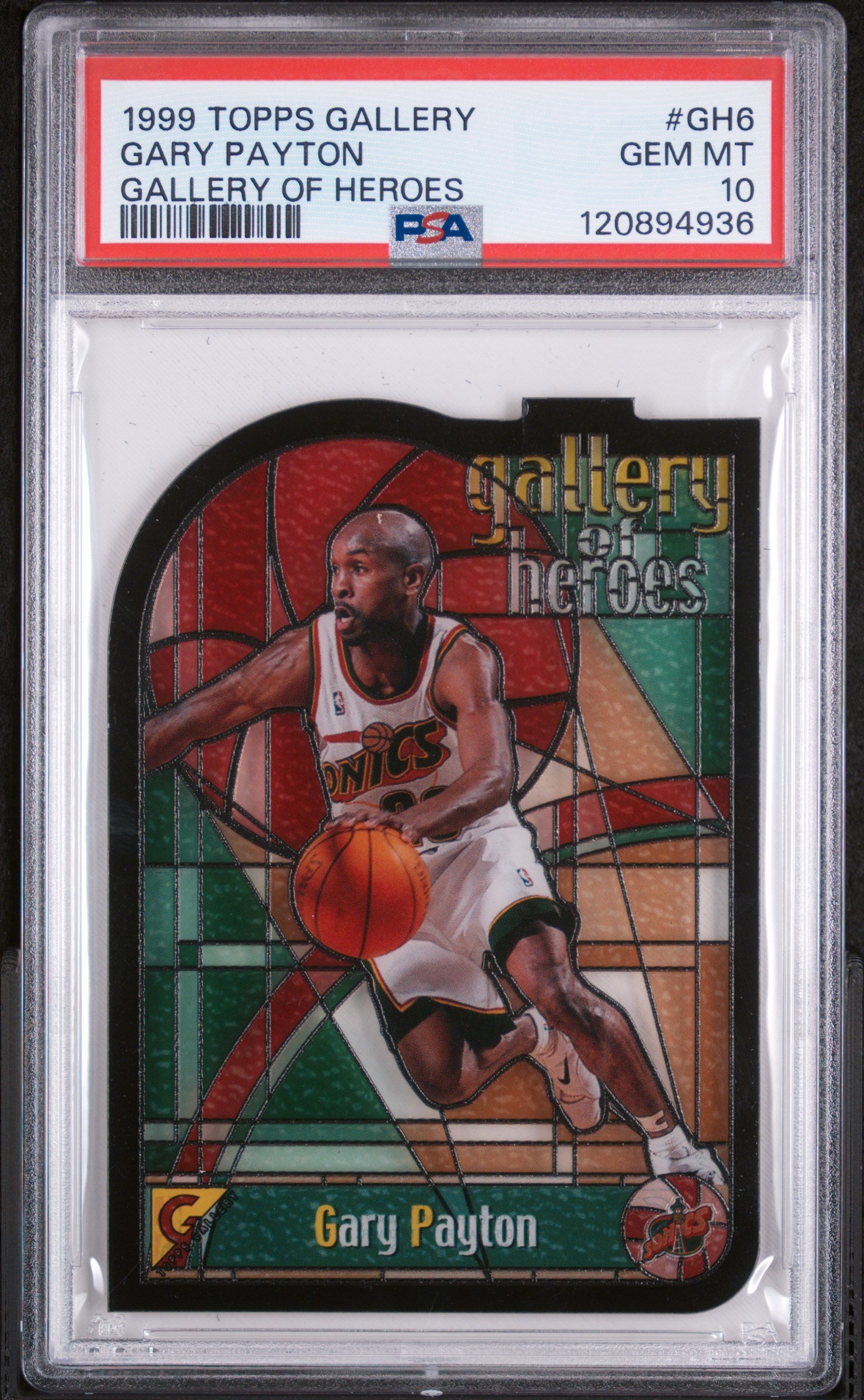 1999 Topps Gallery Gallery of Heroes Gary Payton #GH6 Die-Cut PSA 10