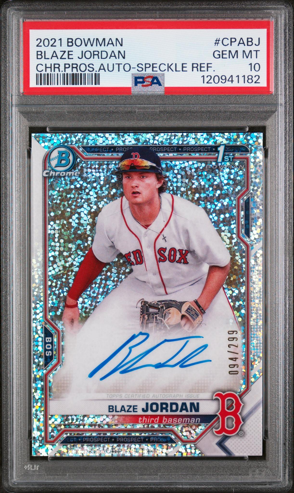 2021 Topps Bowman Chrome Speckle Refractor Blaze Jordan #CPA-BJ Auto /299 PSA 10