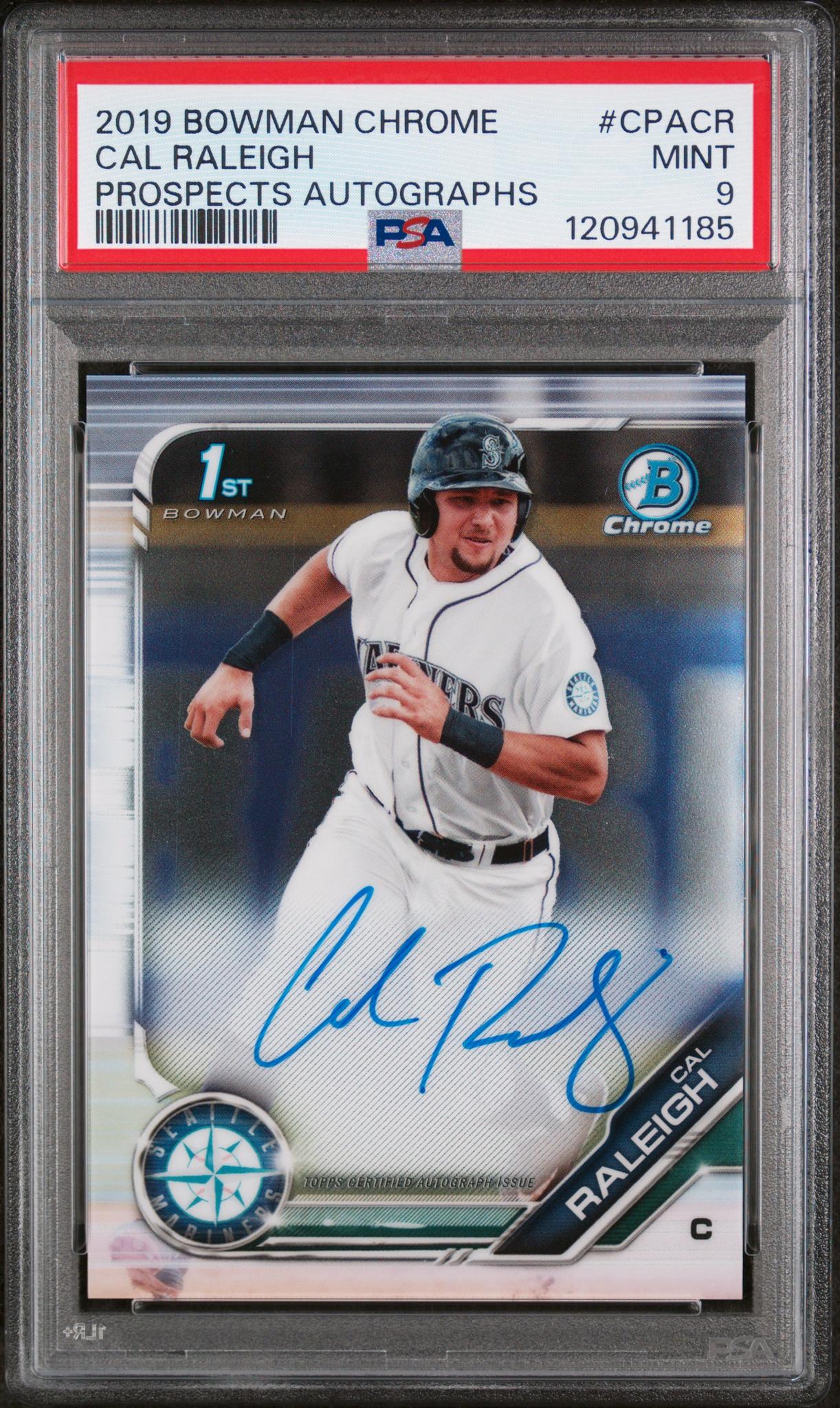 2019 Bowman Chrome Prospects Autographs Cal Raleigh #CPA-CR Auto PSA 9