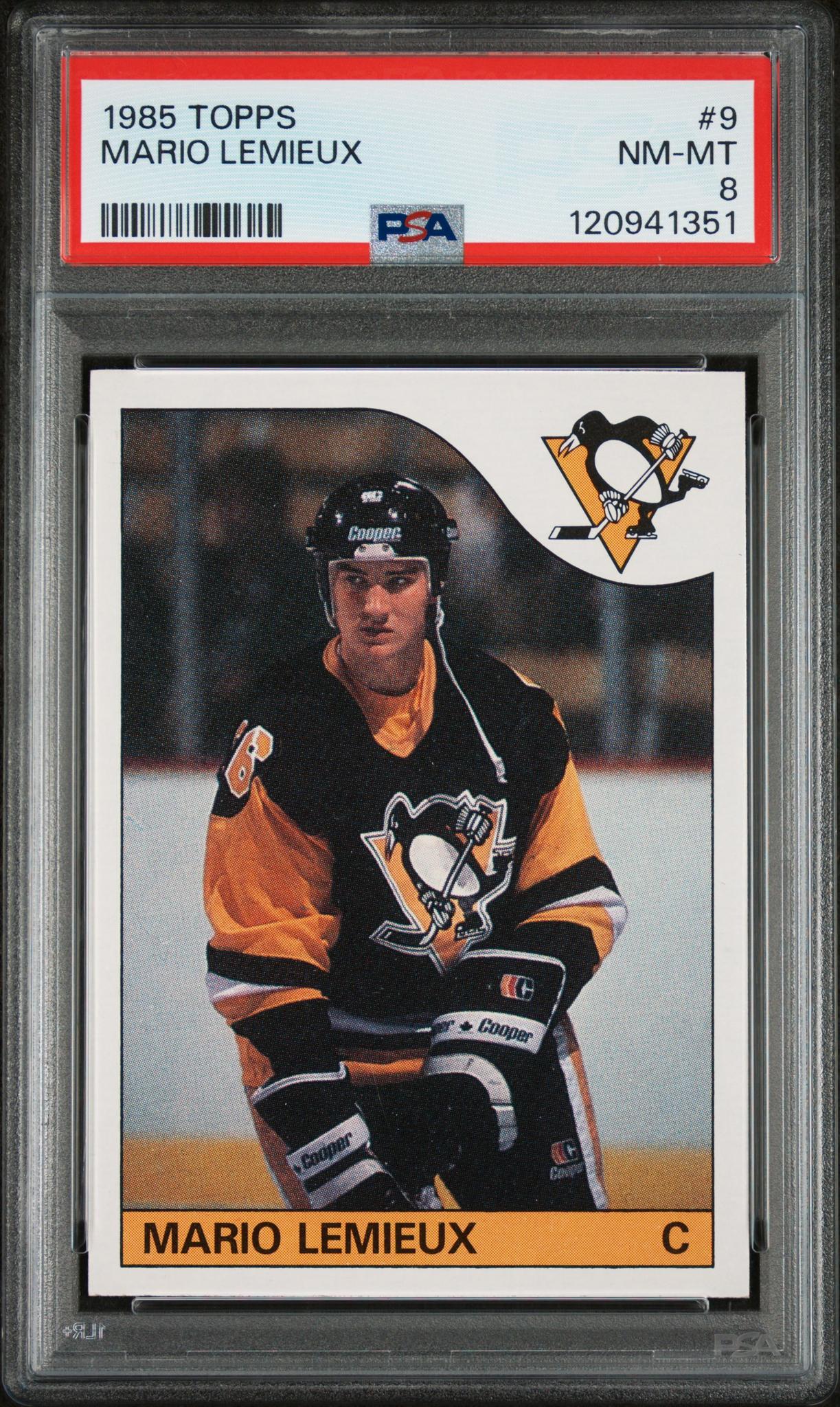 1985 Topps Mario Lemieux #9 RC PSA 8