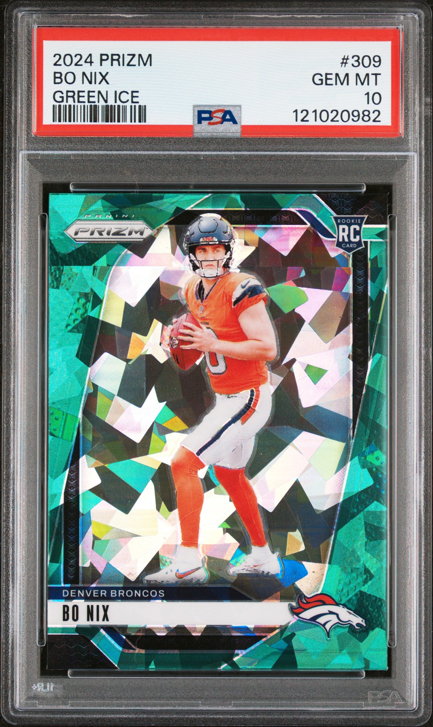 2024 Panini Prizm Green Ice Bo Nix #309 PSA 10