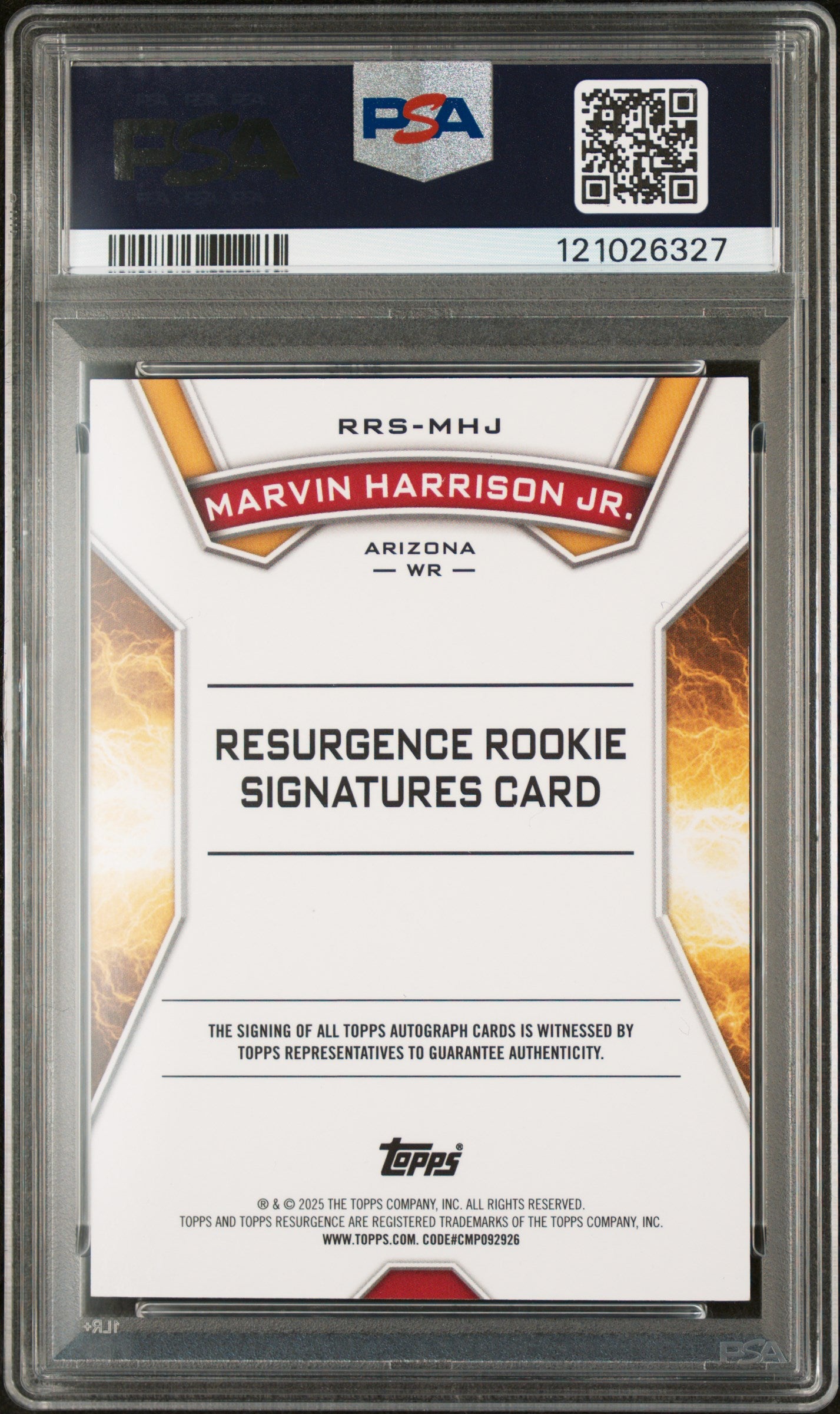 2024 Topps Resurgence Wht Surge Marvin Harrison Jr #RRS-MHJ RC Auto /125 PSA 9
