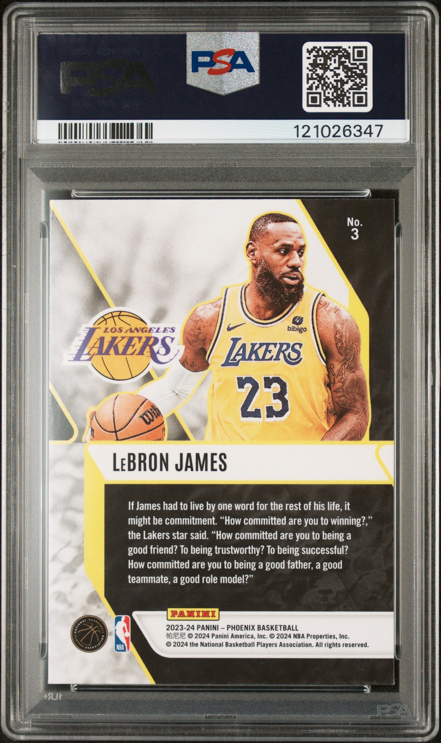 2023 Phoenix Fade To Black LeBron James #3 PSA 9
