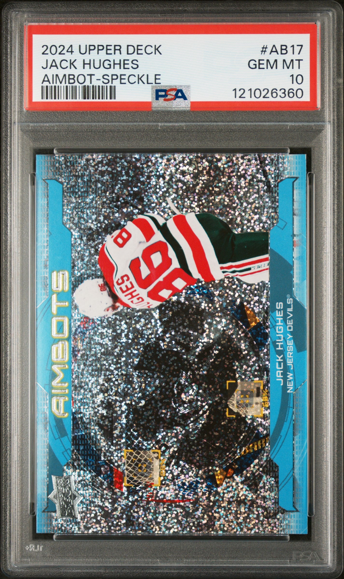 2024 Upper Deck Series 1 Aimbots Aimbot-Speckle Jack Hughes #AB-17 PSA 10