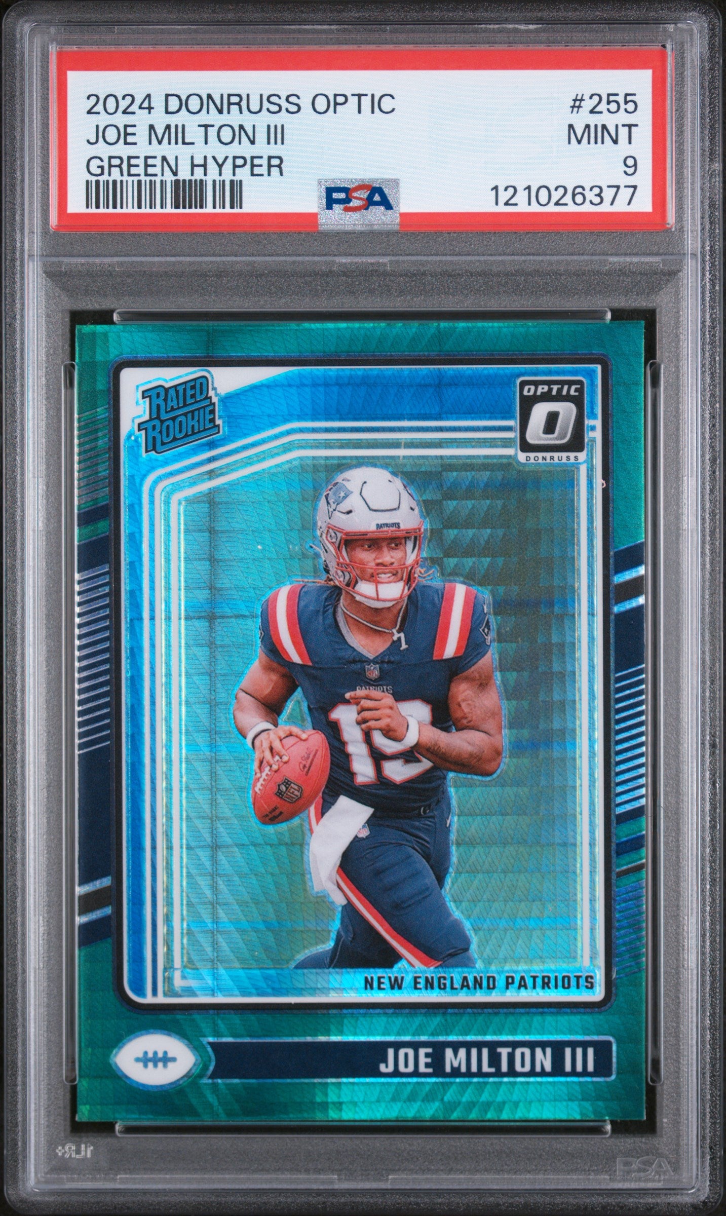 2024 Panini Donruss Optic Green Hyper Joe Milton III #255 RC PSA 9