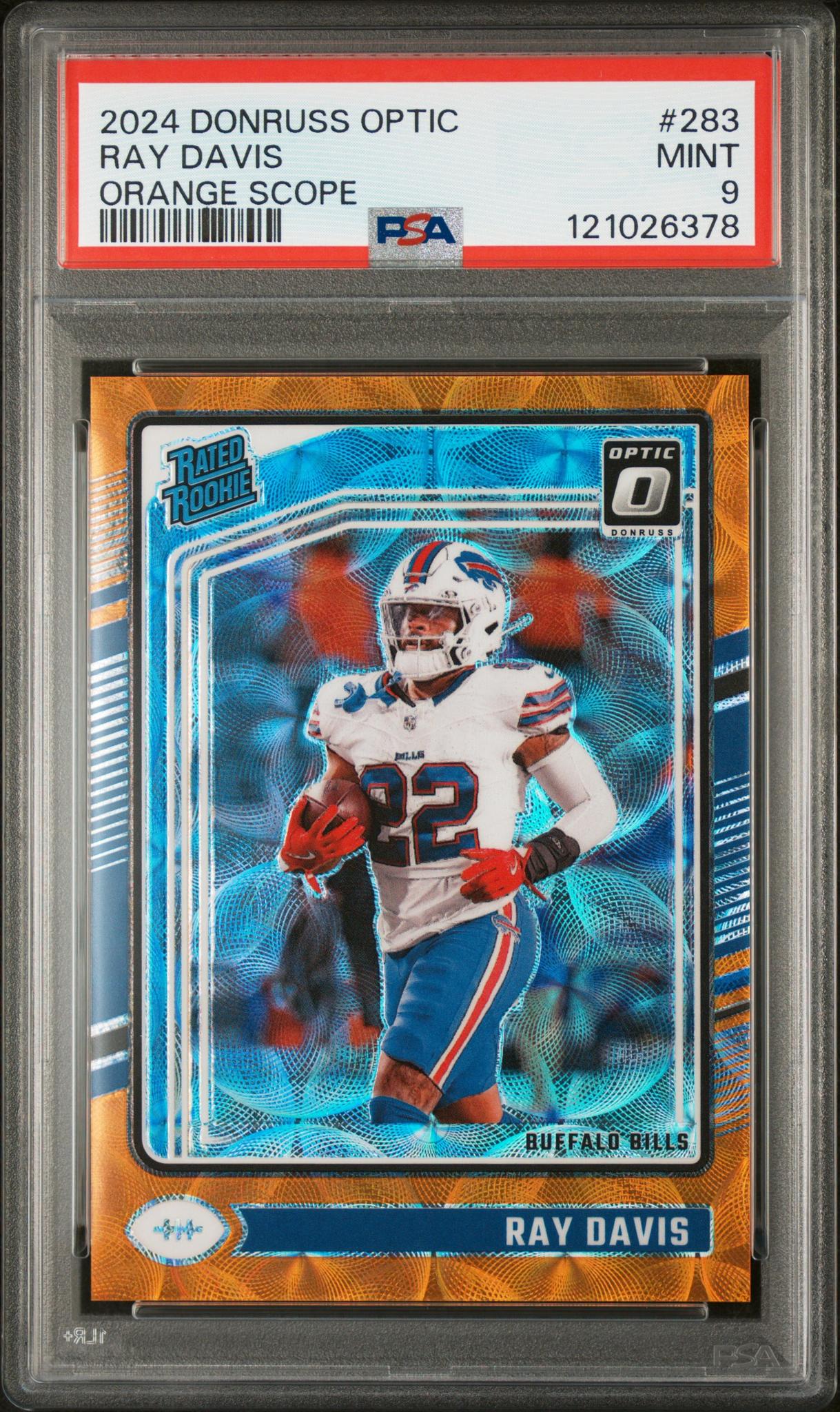2024 Panini Donruss Optic Orange Scope Ray Davis #283 RC /79 PSA 9