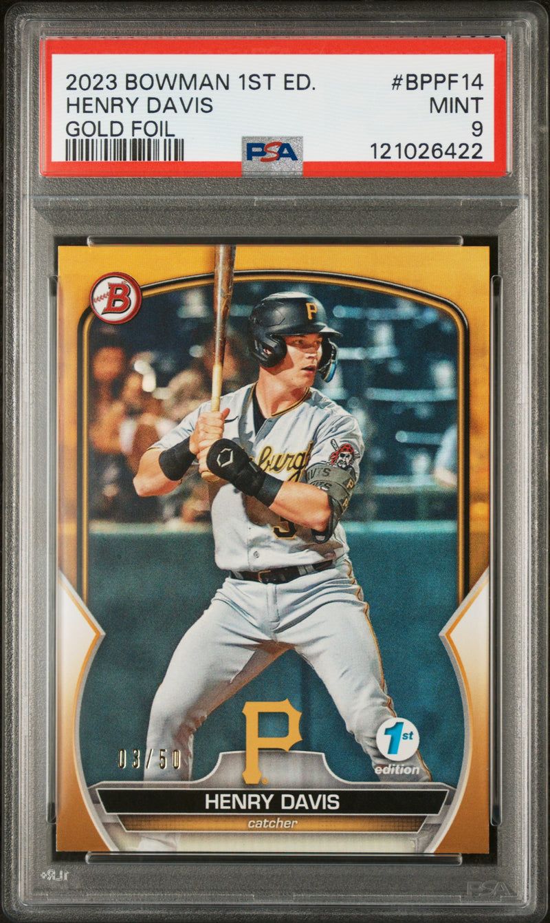 2023 Bowman 1st Edition Gold Foil Henry Davis #BPPF14 PSA 9