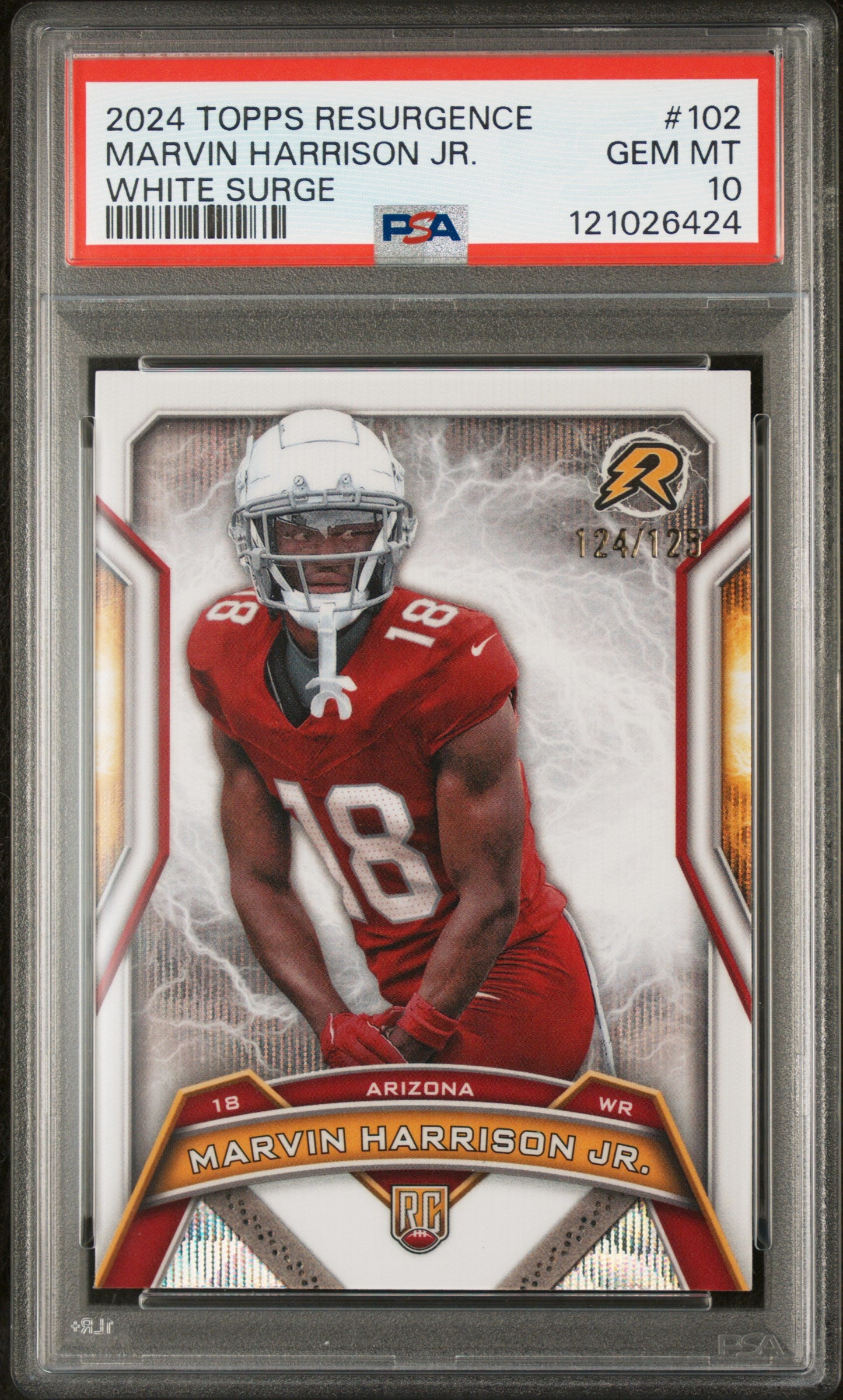 2024 Topps Resurgence White Surge Marvin Harrison Jr. #102 RC /125 PSA 10