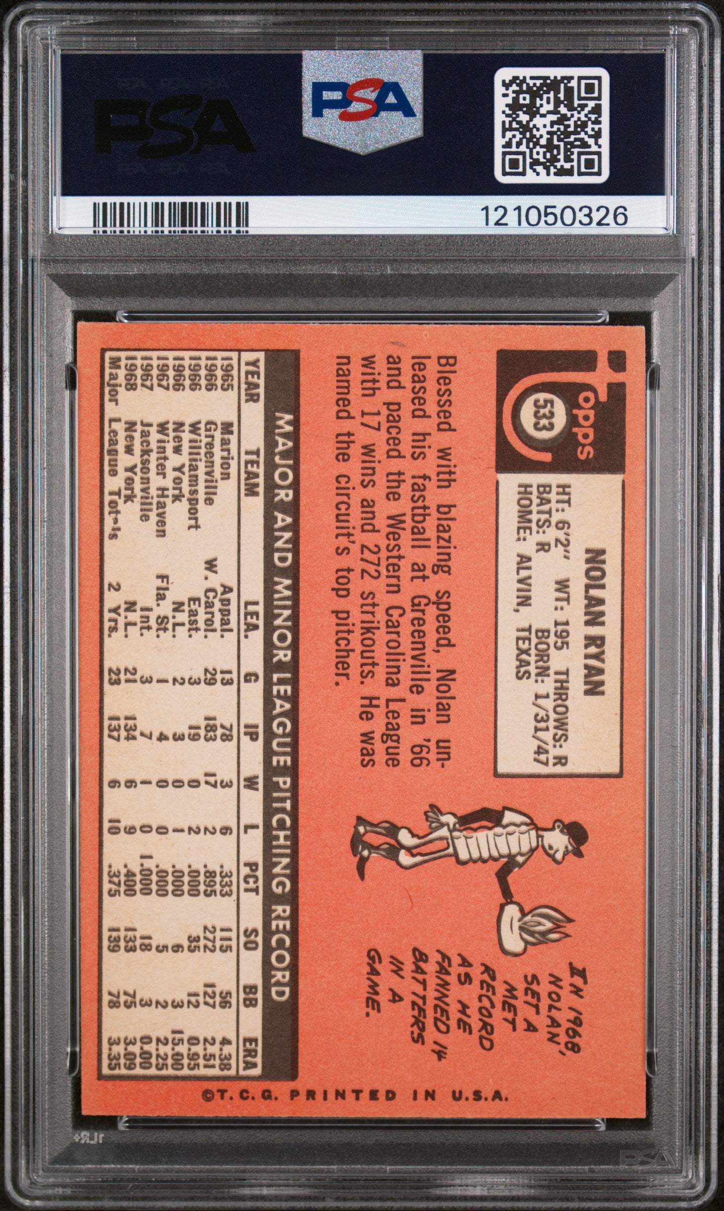 1969 Topps Nolan Ryan #533 PSA 7