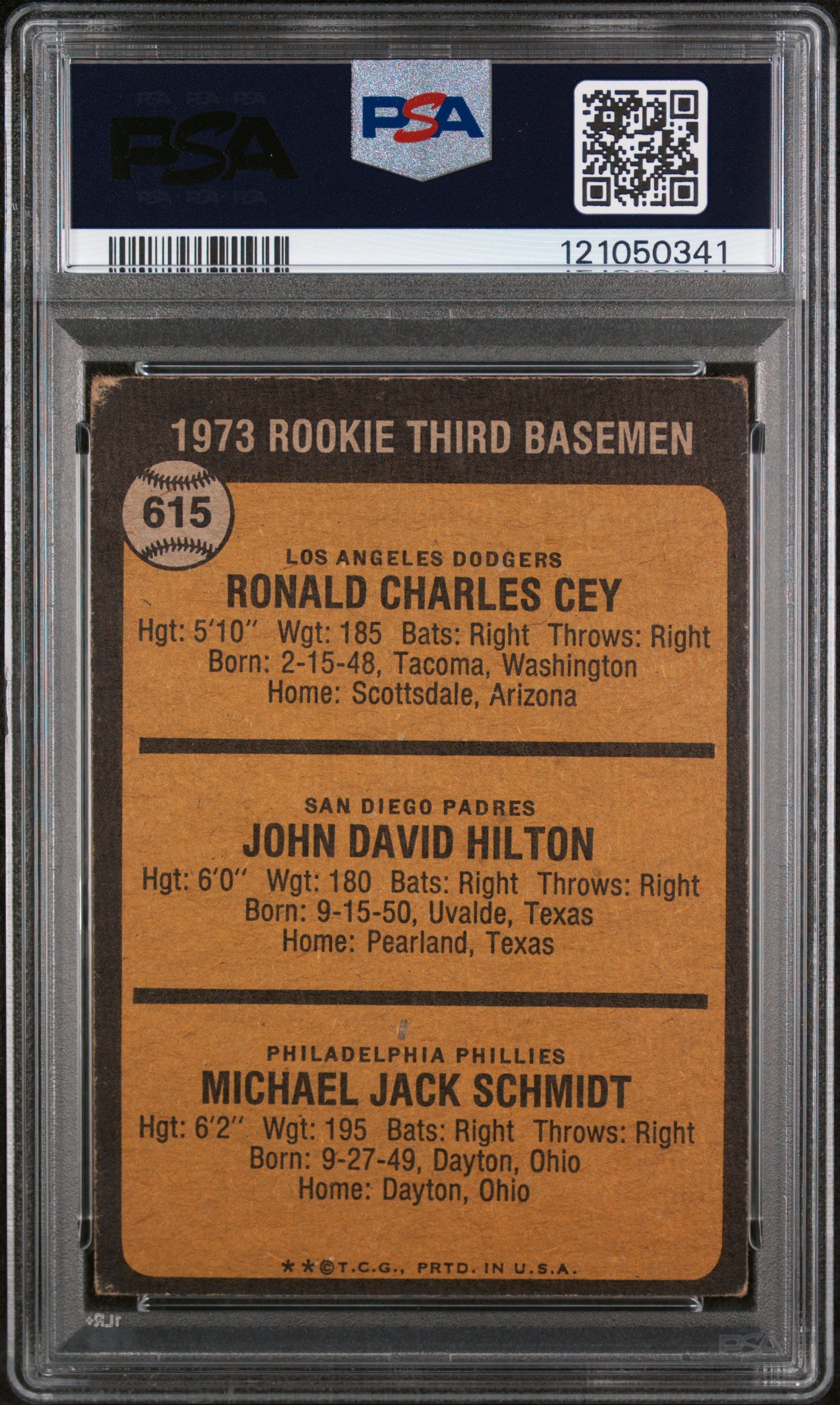1973 Topps Mike Schmidt Ron Cey John Hilton #615 RC PSA 2