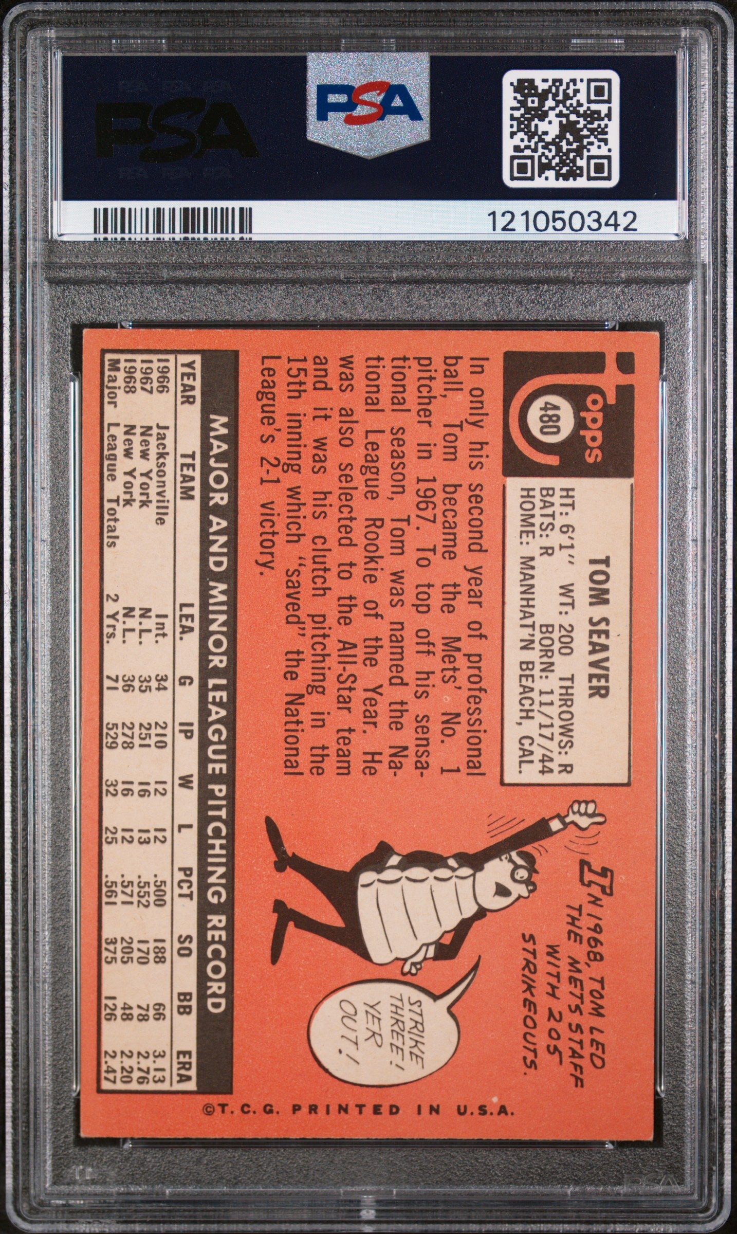1969 Topps Tom Seaver #480 PSA 6