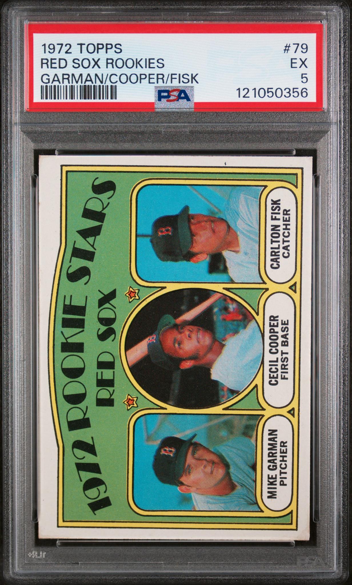 1972 Topps Carlton Fisk/Cecil Cooper/Mike Garman #79 RC PSA 5