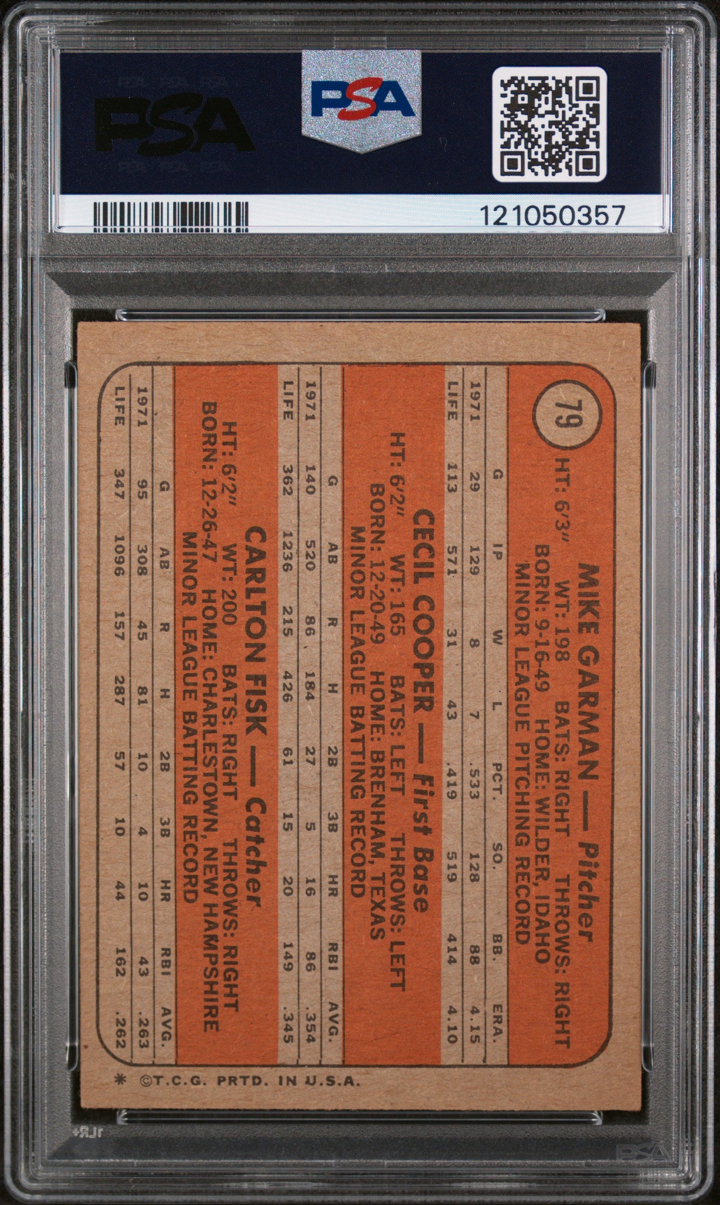 1972 Topps Red Sox Rookies Carlton Fisk Cecil Cooper Mike Garman #79 RC PSA 4
