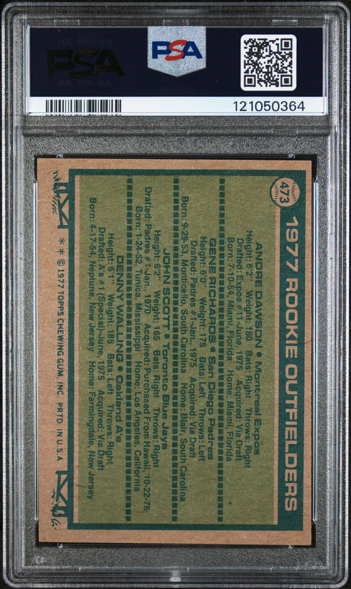 1977 Topps Rookie Outfielders Andre Dawson #473 RC PSA 7