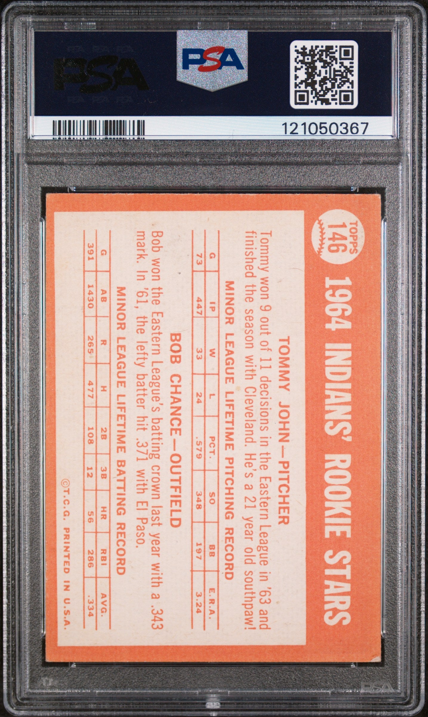 1964 Topps Tommy John/Bob Chance #146 RC PSA 4