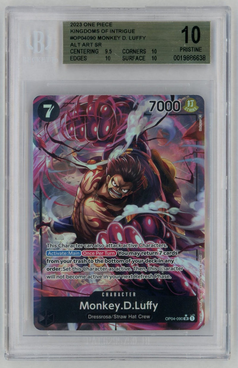2023 One Piece Kingdoms of Intrigue Alternate Art Monkey D. Luffy #OP04-090 BGS 10