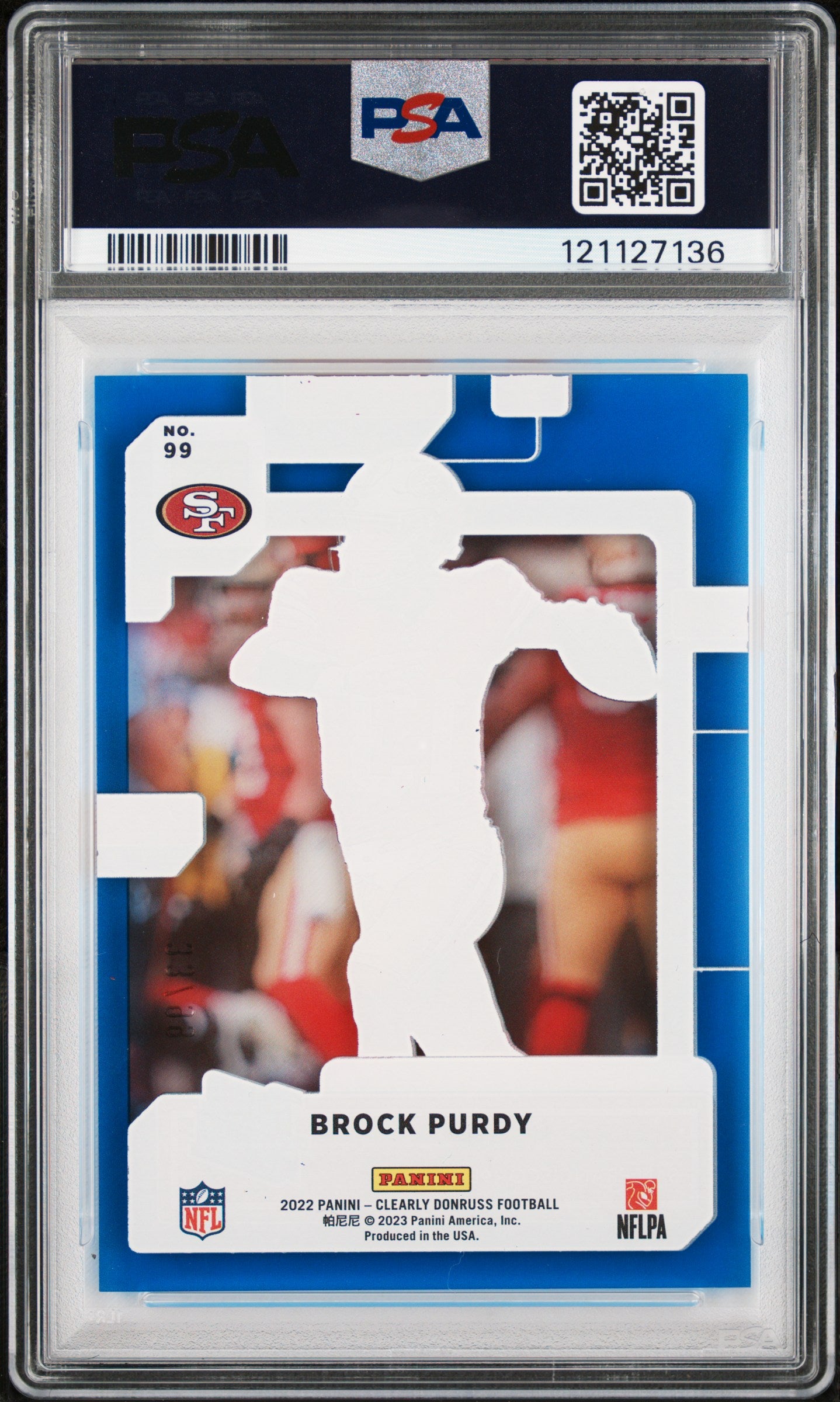 2022 Panini Clearly Donruss Blue Brock Purdy #99 RC /99 PSA 10