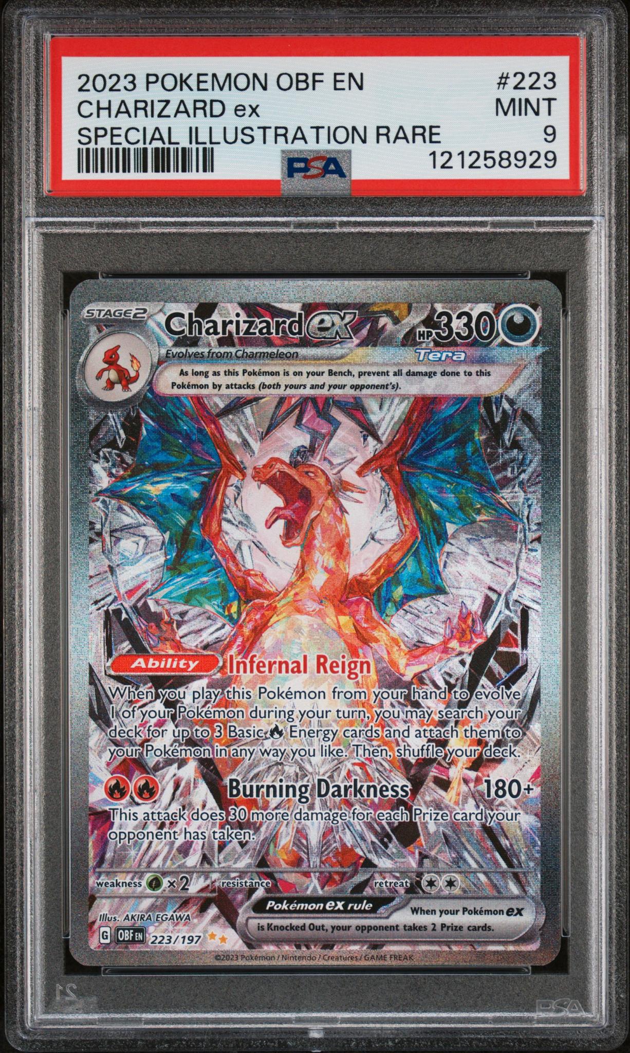 2023 Pokemon Scarlet and Violet Obsidian Flames Special Illustration Rare Charizard Ex #223 PSA 9