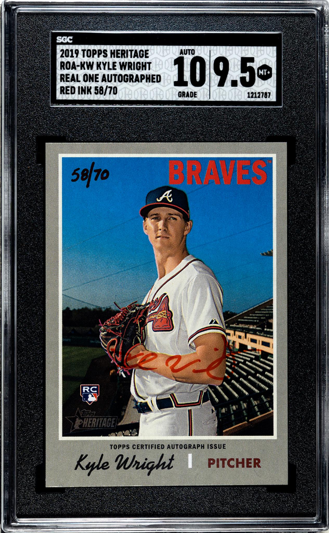 2019 Topps Heritage #ROA-KW Kyle Wright Real One Autographed /70 Auto SGC 9.5