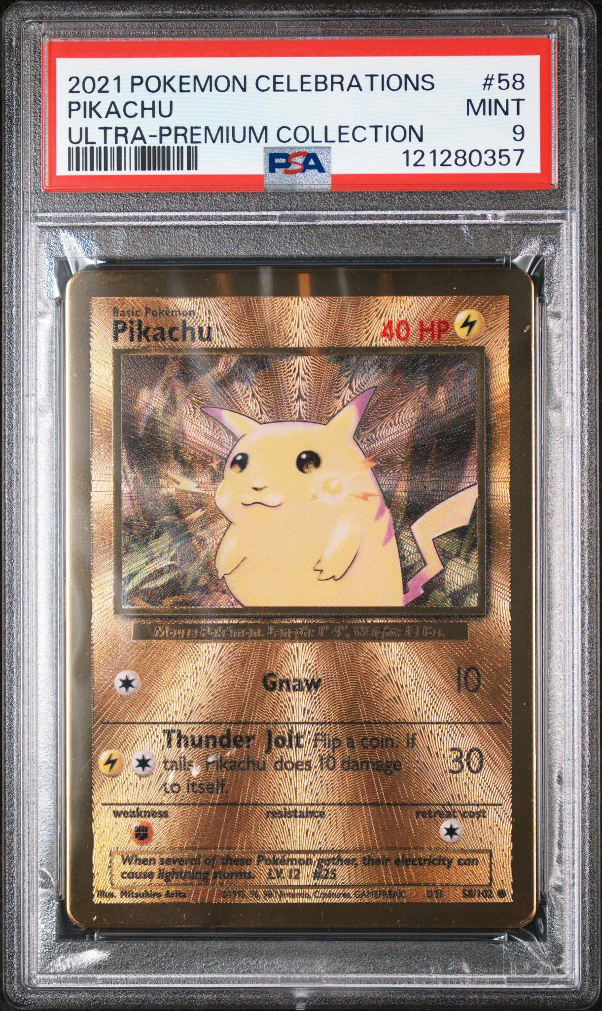 2021 Pokémon Celebrations Ultra-Premium Collection Metal Pikachu #58/102 PSA 9