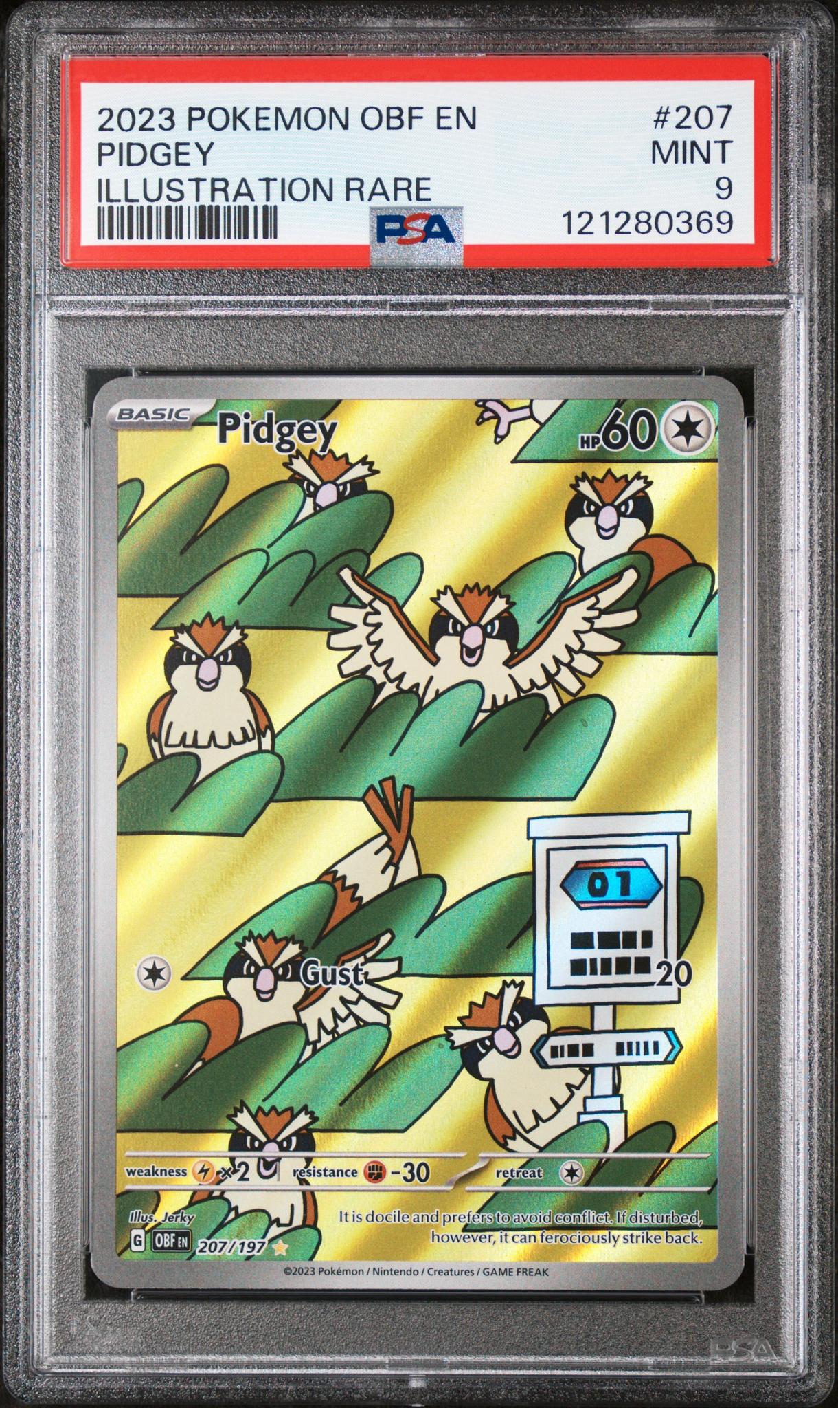2023 Pokemon Obsidian Flames Illustration Rare Pidgey #207/197 PSA 9