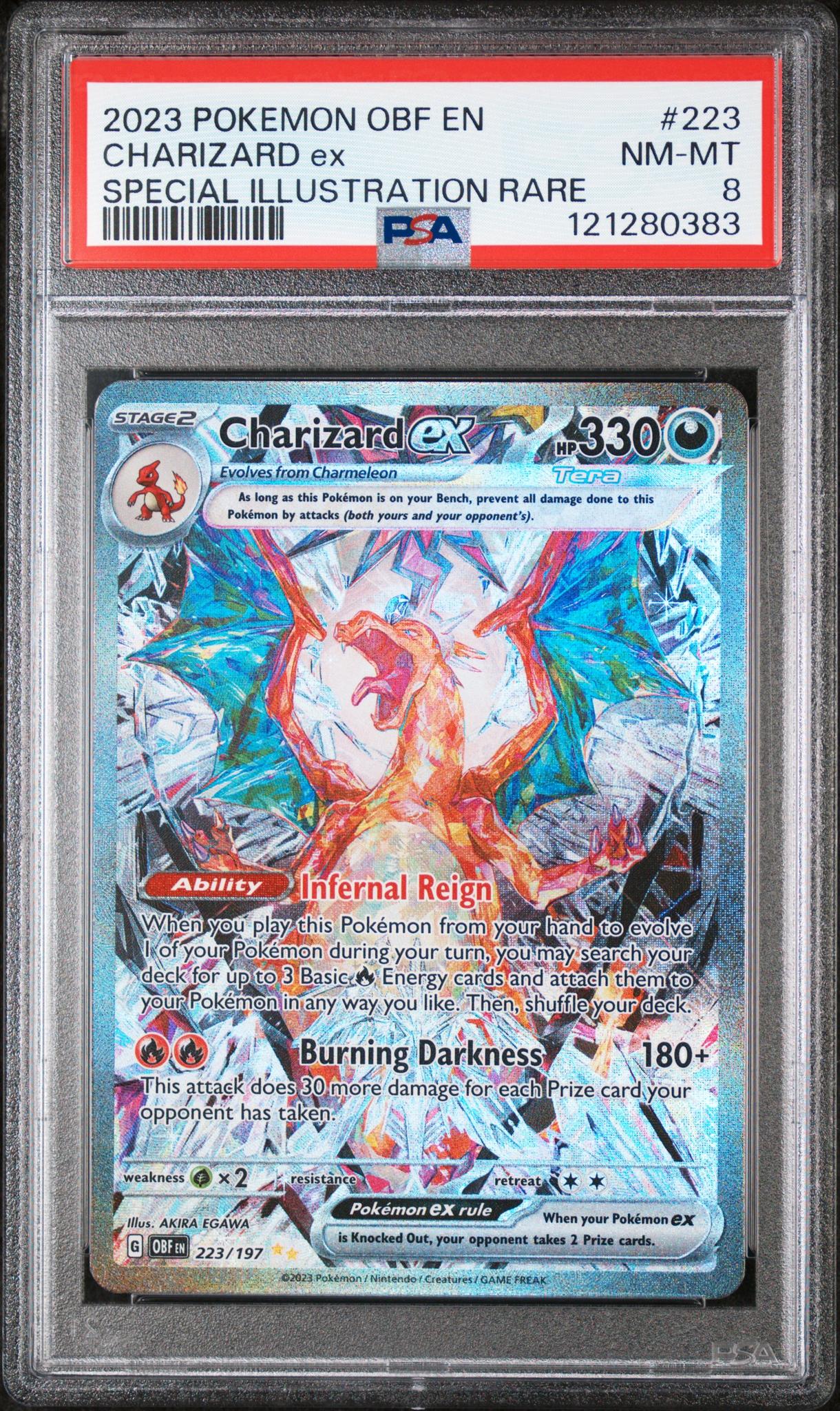 2023 Pokemon #223/197 CHARIZARD ex SPECIAL ILLUSTRATION RARE PSA 8