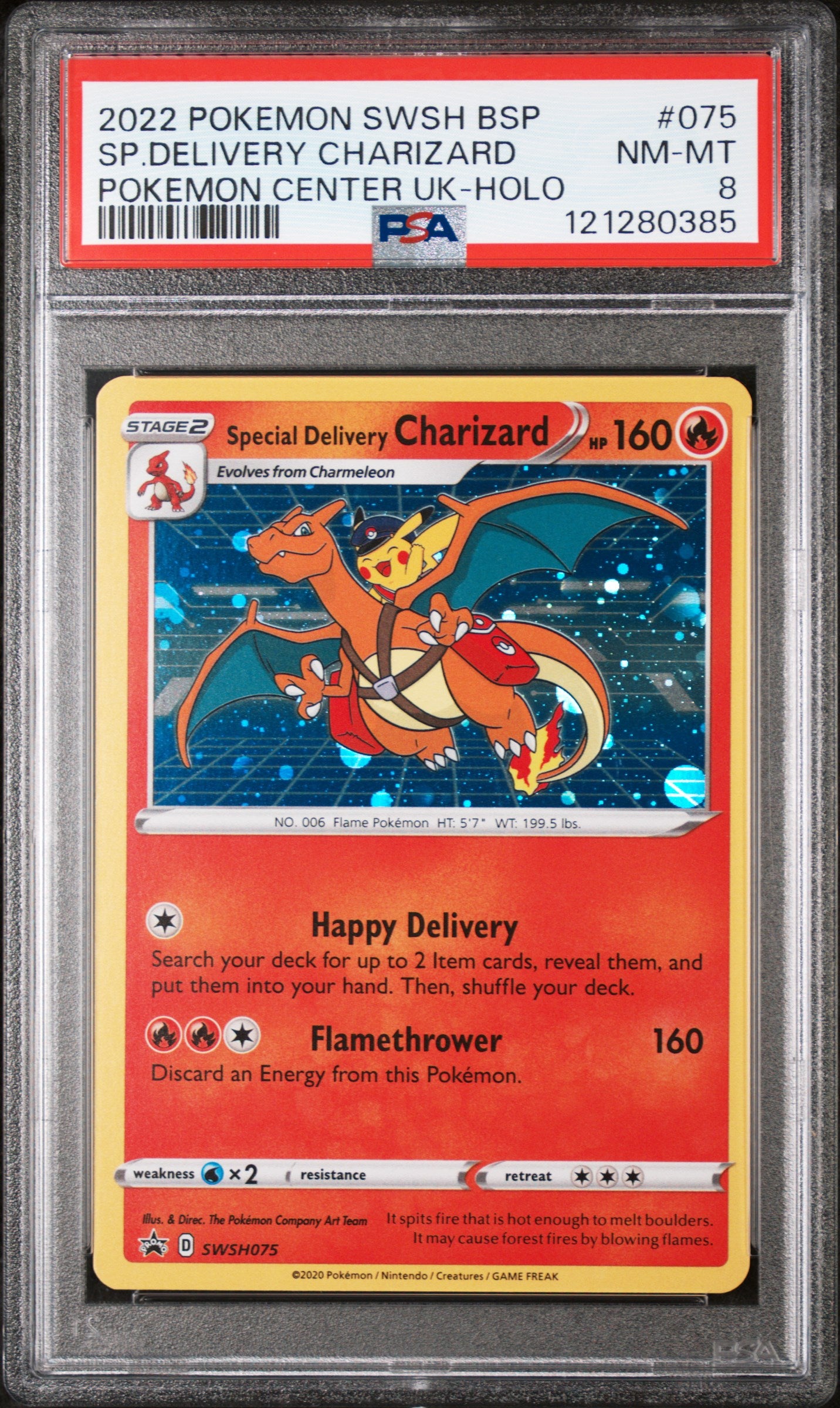2022 Pokémon SWSH Promo Special Delivery Charizard #SWSH075 Holo PSA 8